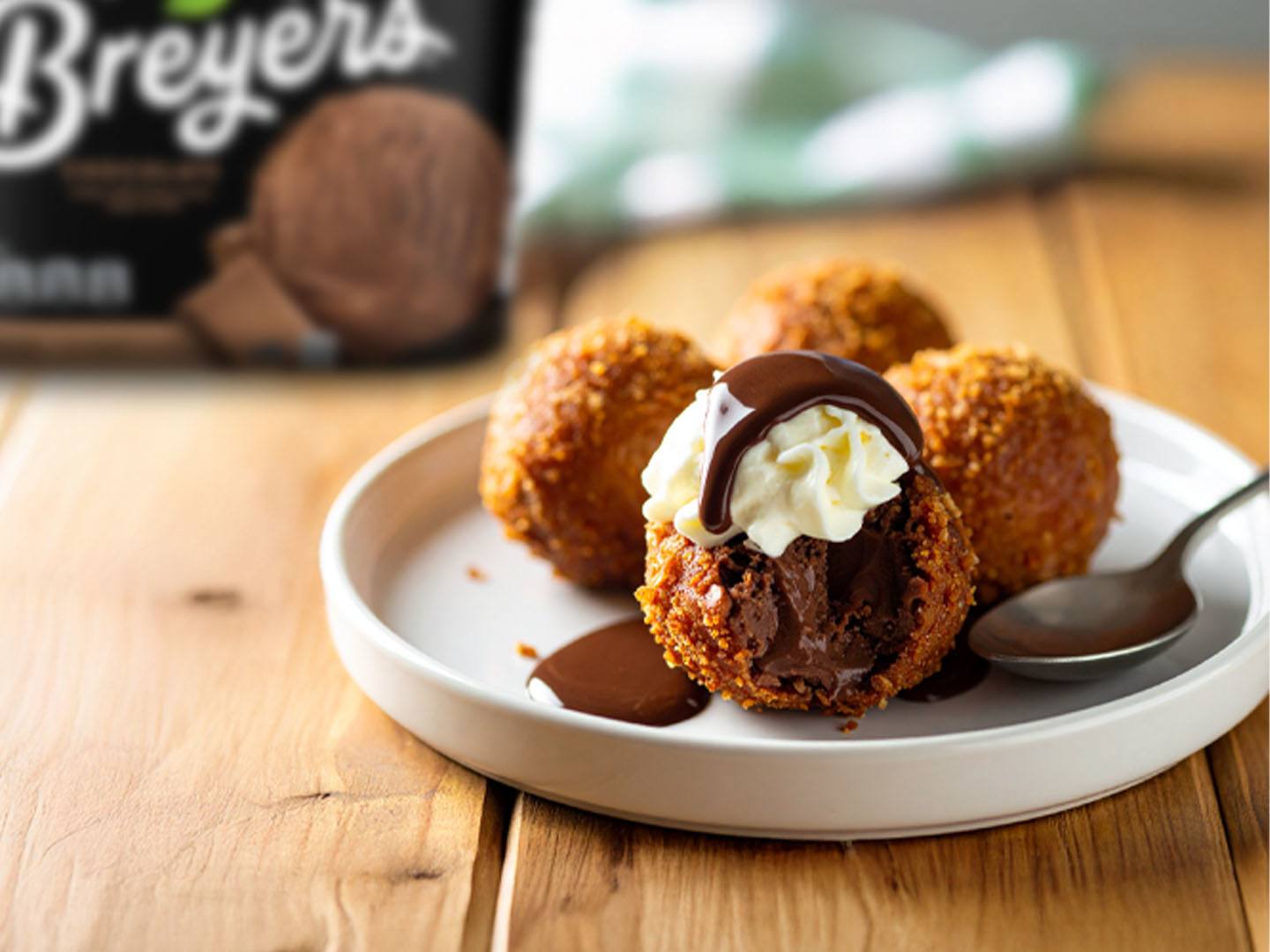 Air fryer ice cream made with Breyers Chocolate