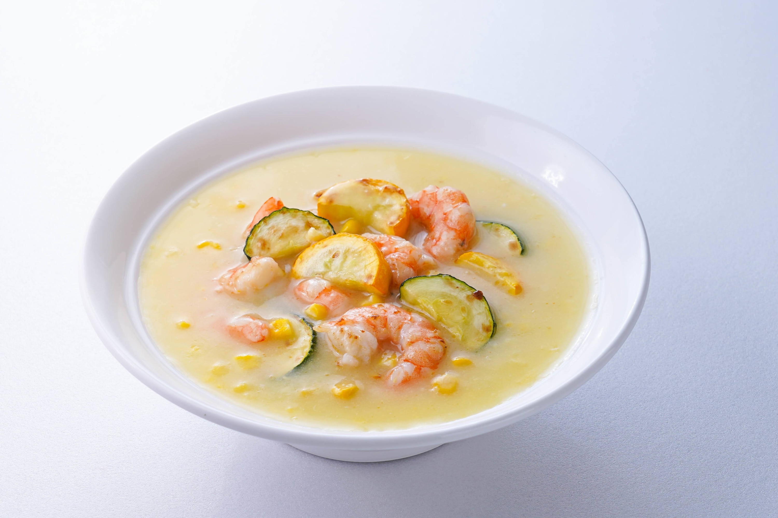 櫛瓜蝦仁玉米濃湯
