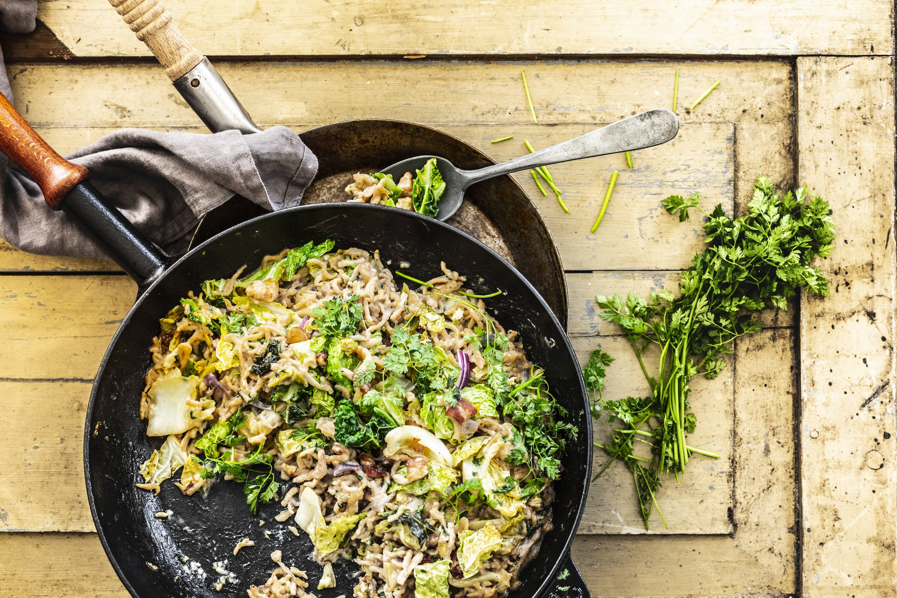 Senf-Spätzle mit Bergkäse und Wirsing 55 Minutes  recipe