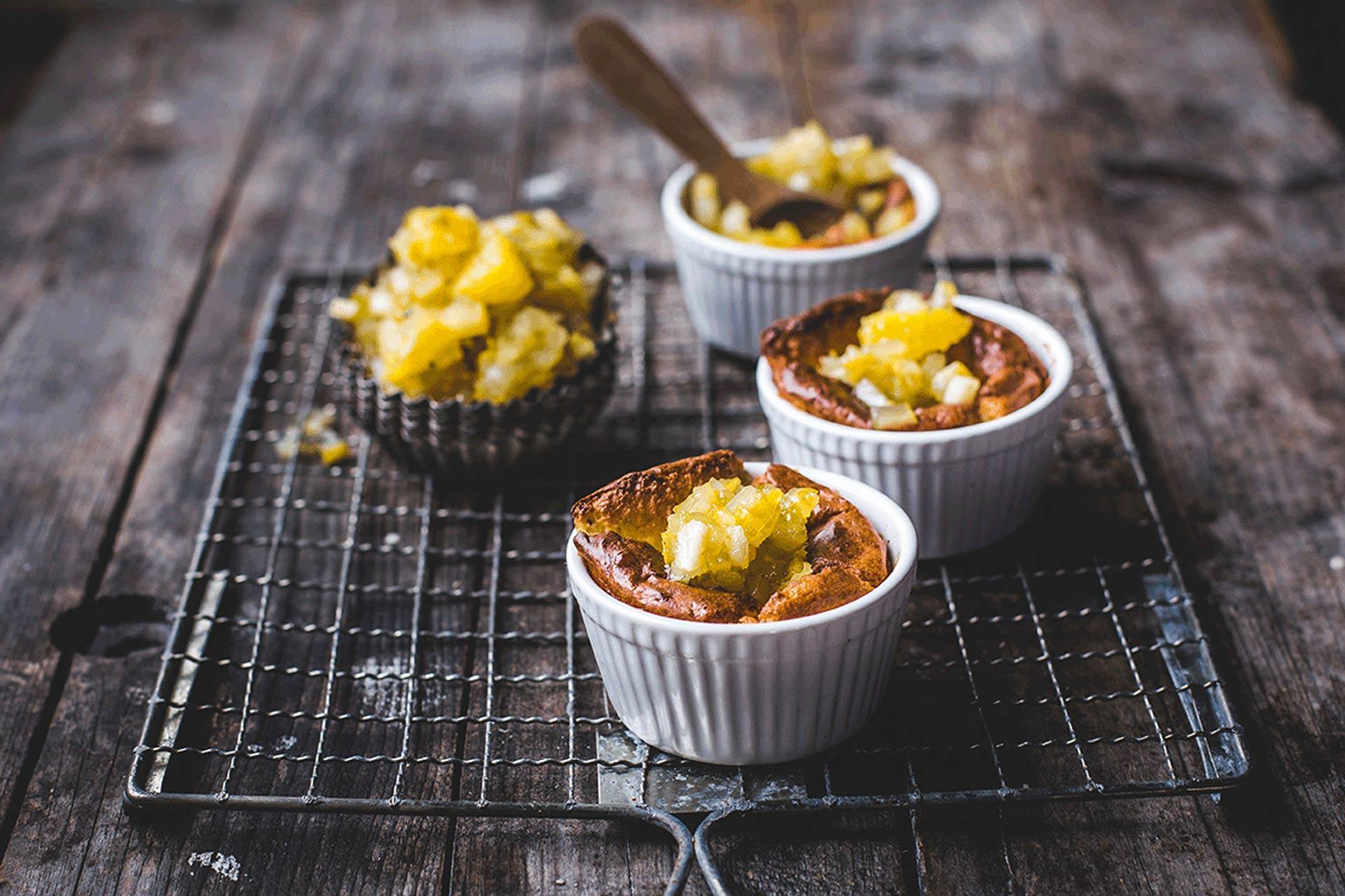 Käse-Soufflé mit Birnenkompott 60 Minutes  recipe