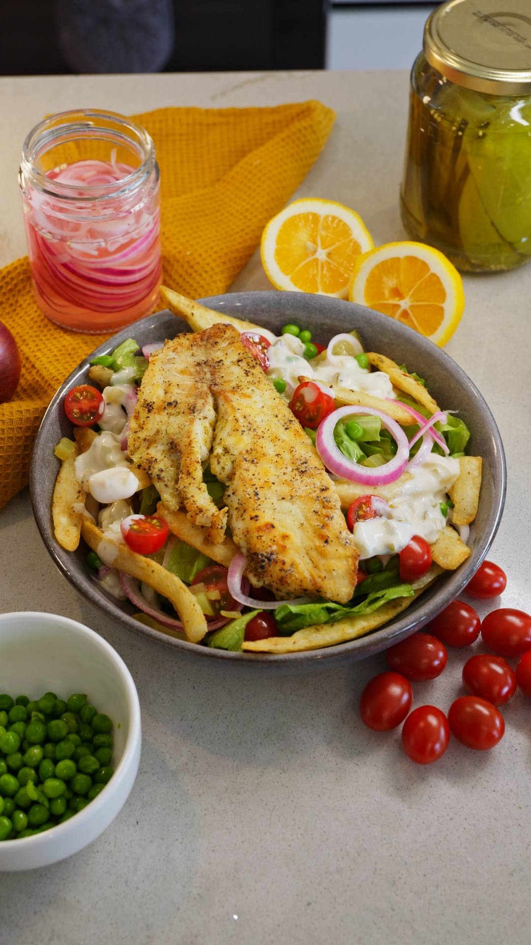 Loaded Fish & Chips Salad 60 Mins  recipe