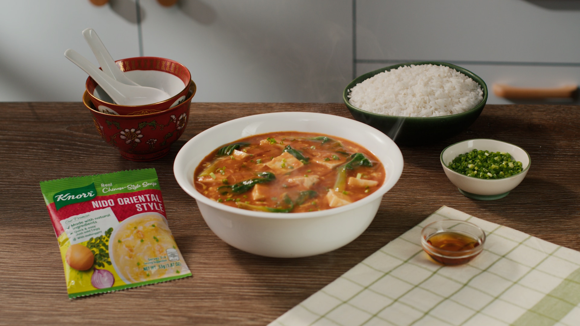 Spicy Egg Drop Tofu Soup