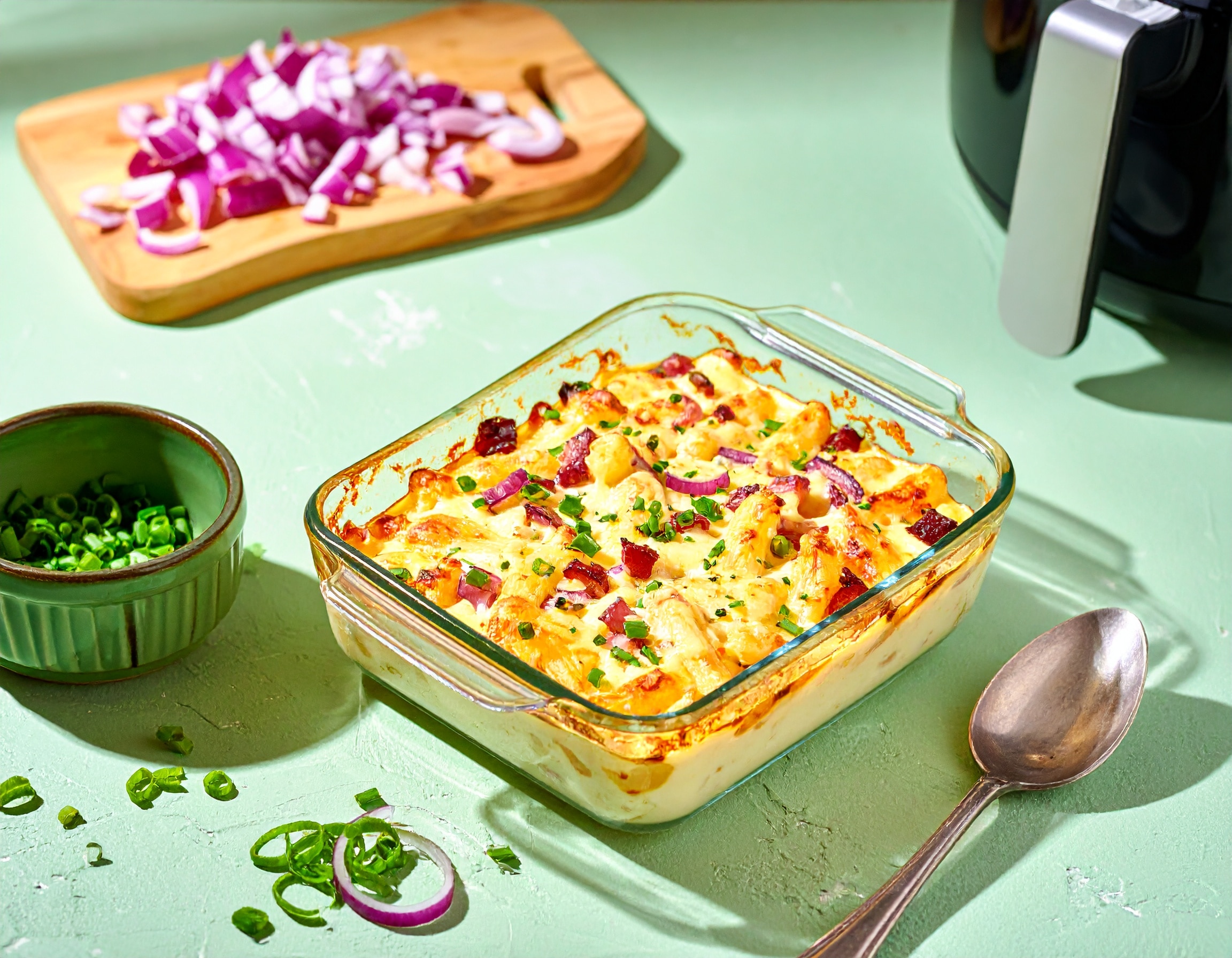 Knorr - Schupfnudel Auflauf Flammkuchen Art in der Heißluftfritteuse