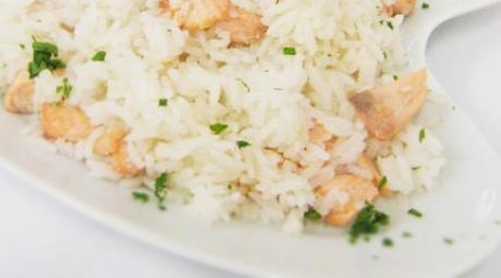 Meu arroz com salmão