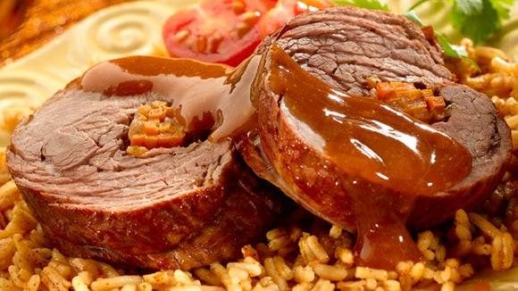 Smokey Braised Rolled Stuffed Steak