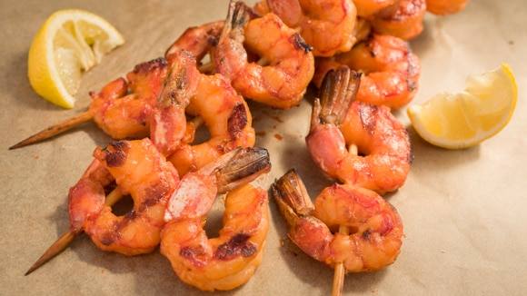 Brochetas de Camarones a la Parrilla