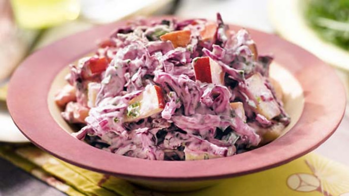 Red cabbage and apple coleslaw
