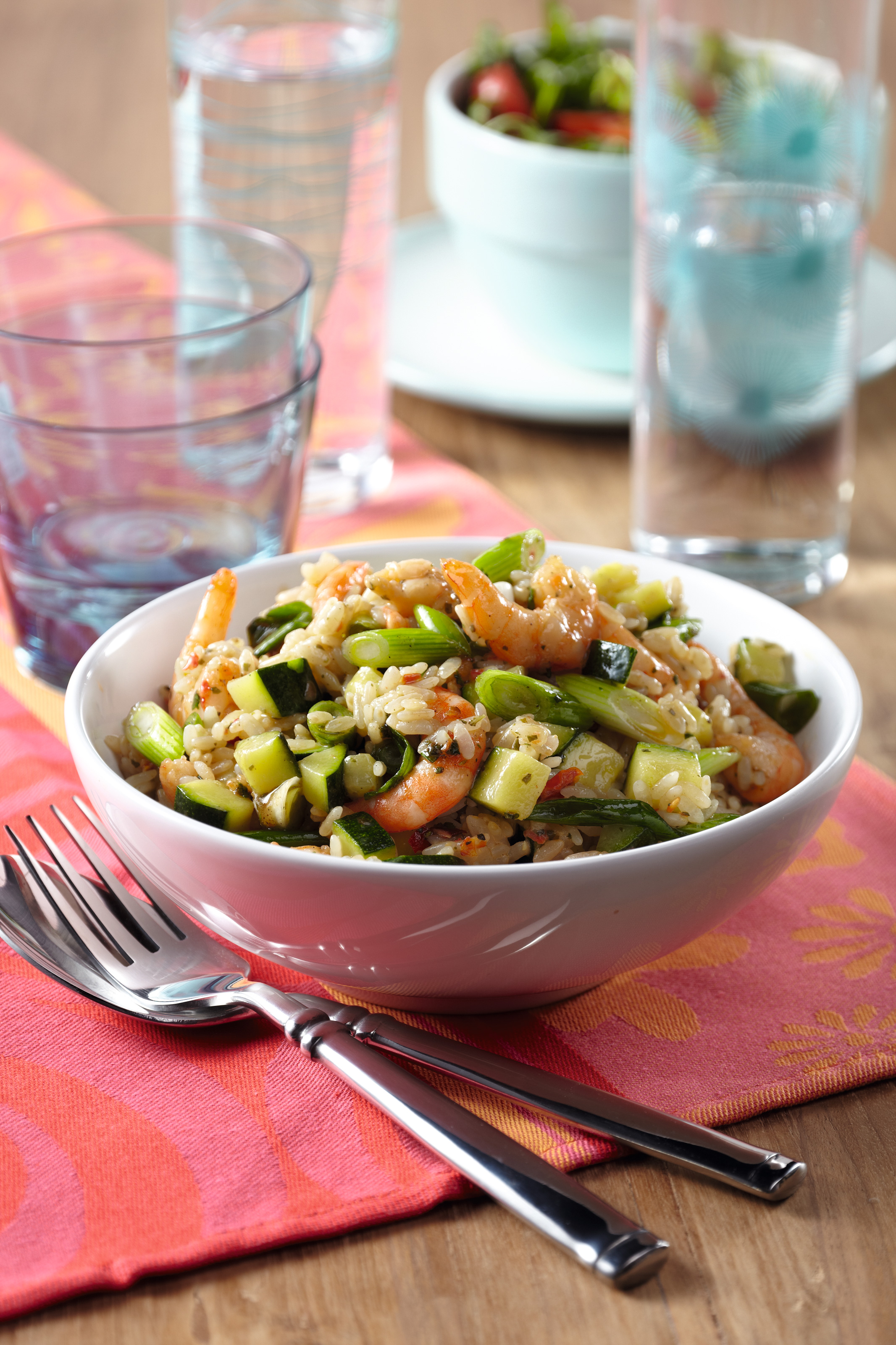 Risotto met grote garnalen en courgette