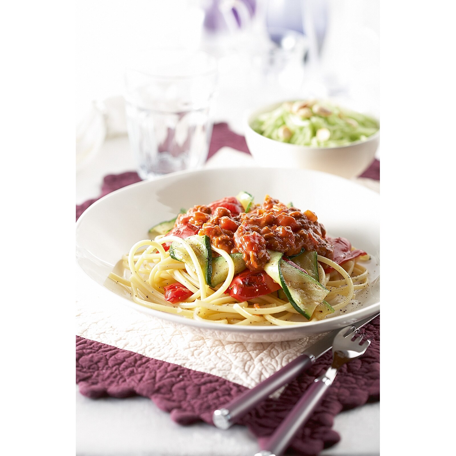 Spaghetti Bolognaise aux légumes grillés