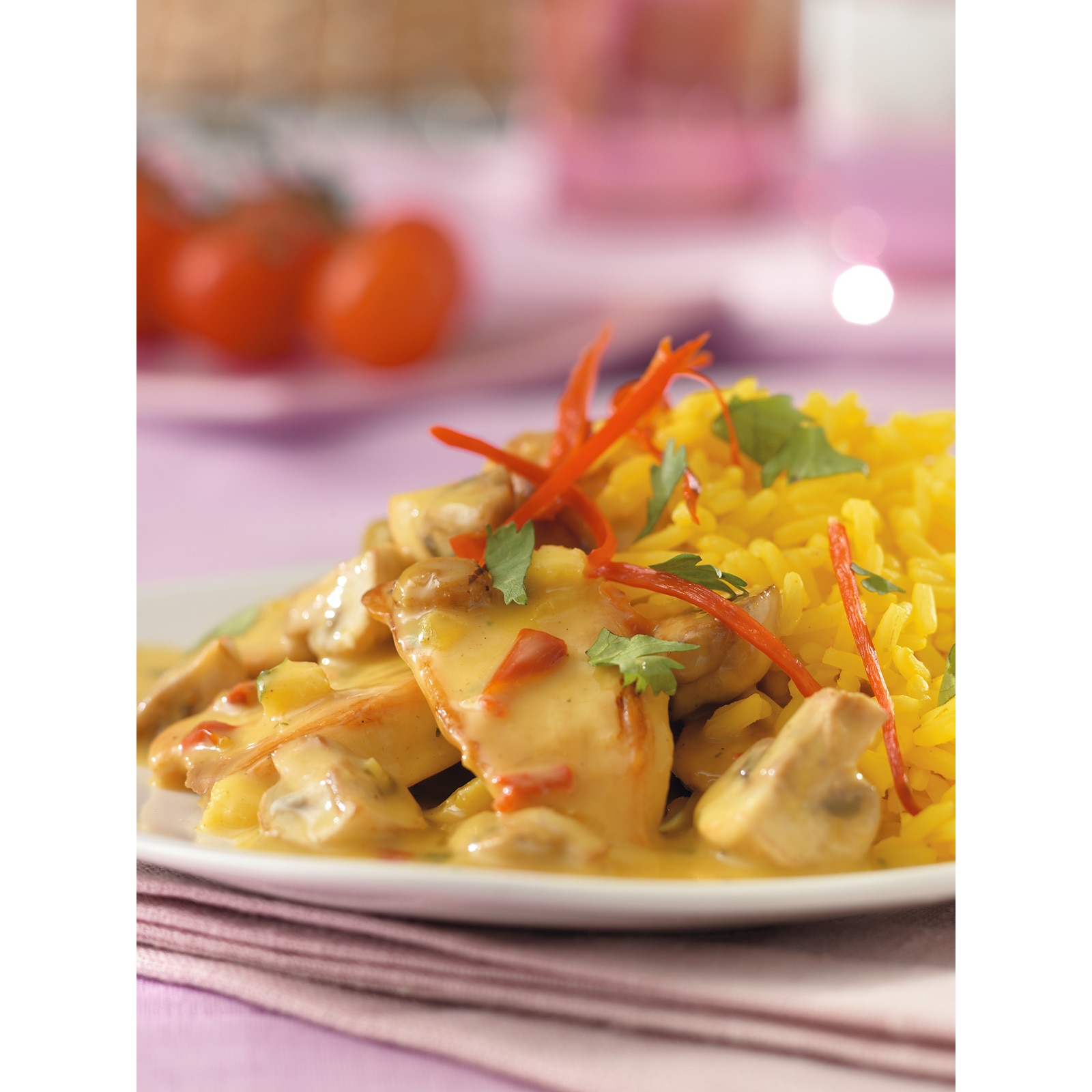 Poulet au curry, noix de coco et coriandre