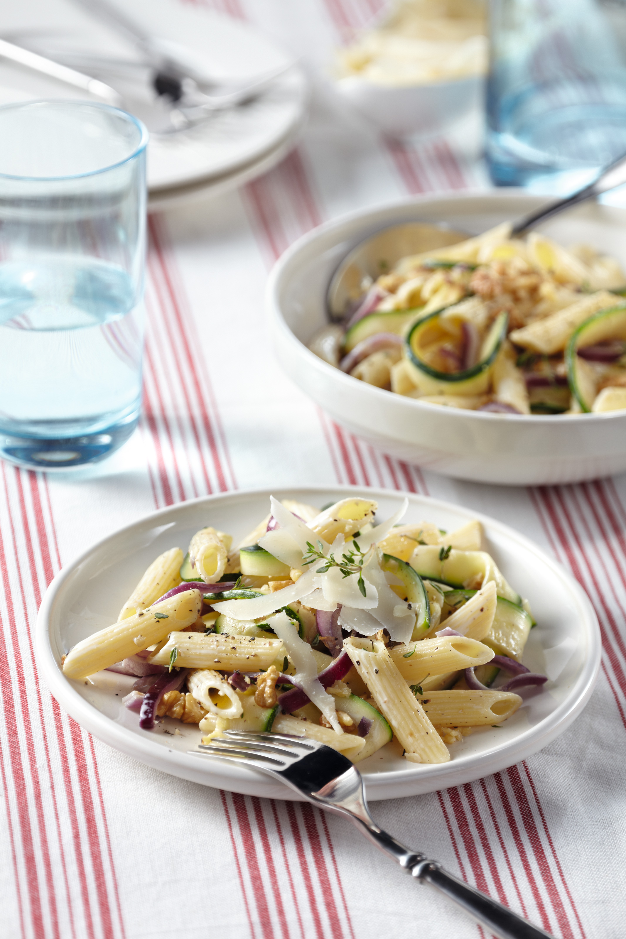 Penne aux courgettes et aux noix