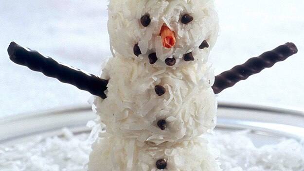 Muñeco de nieve hecho con helado