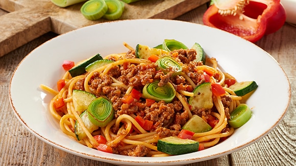 Spaghetti bolognese met verse groenten