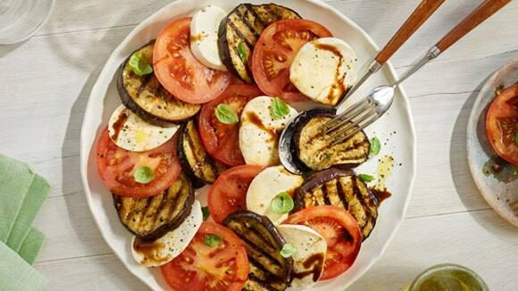 Grilled Eggplant Caprese Salad
