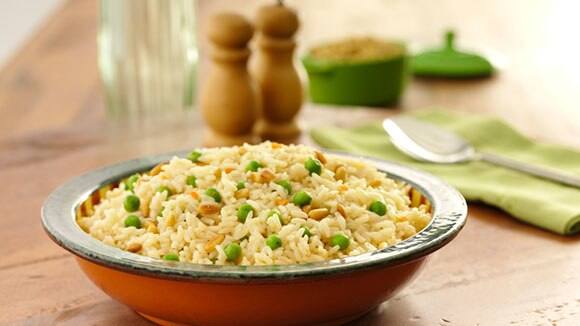 Toasted Rice with Peas & Pine Nuts