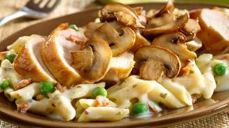 Chicken & Mushrooms with Carbonara Pasta