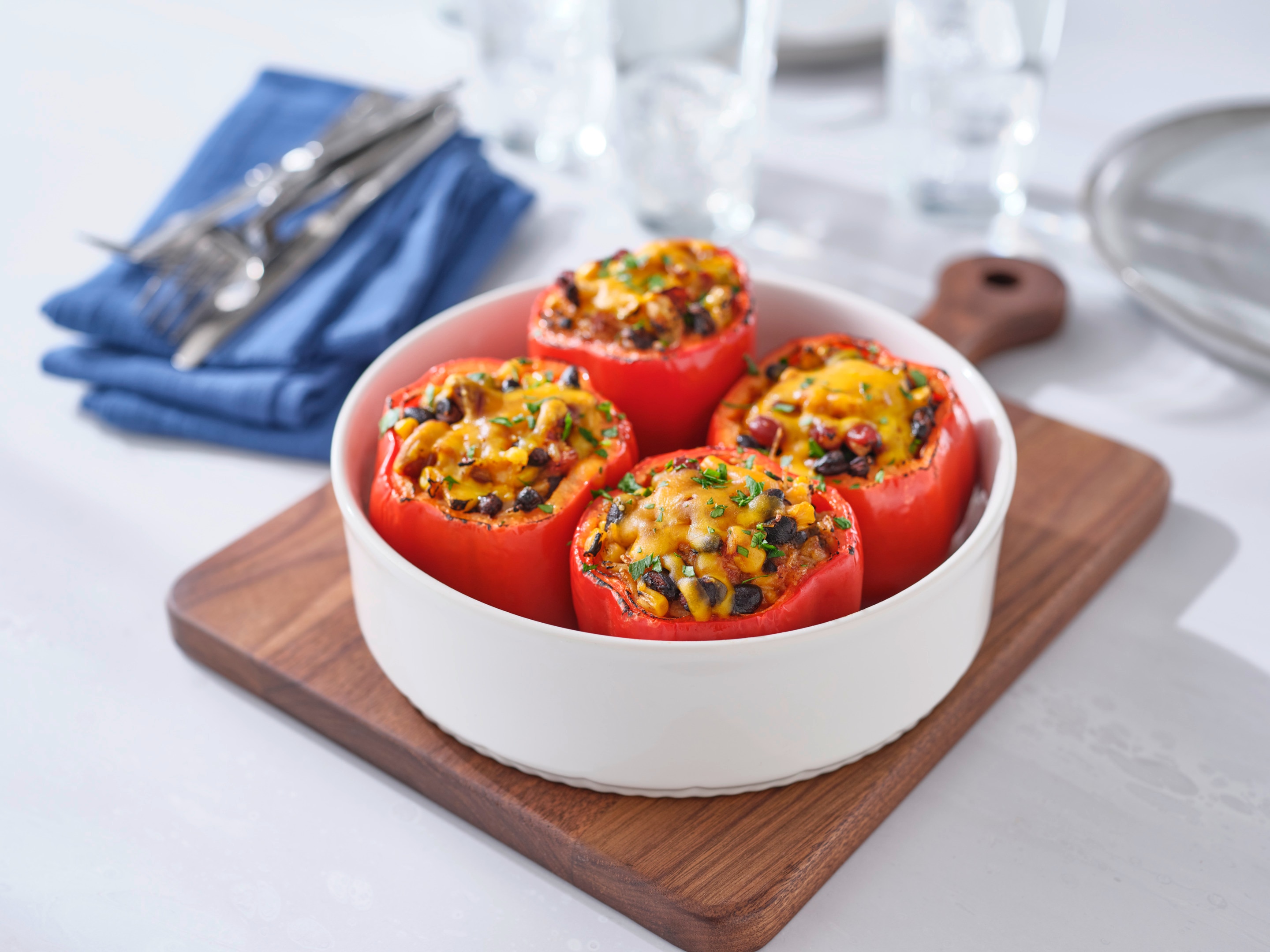 Leftover Chili Stuffed Peppers
