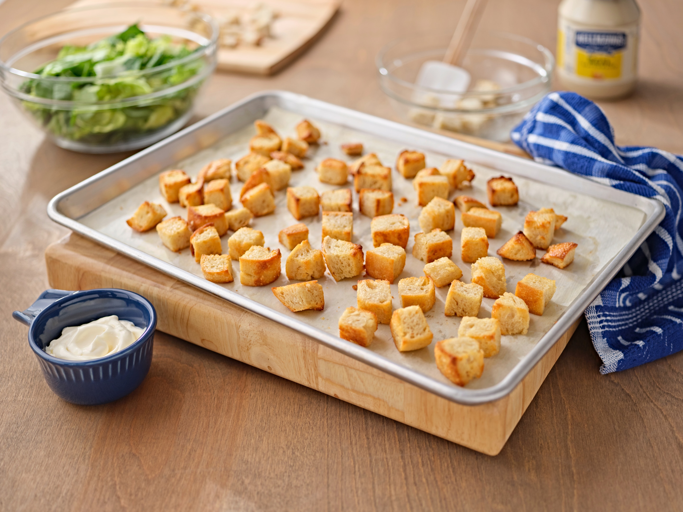 easy leftover bread croutons