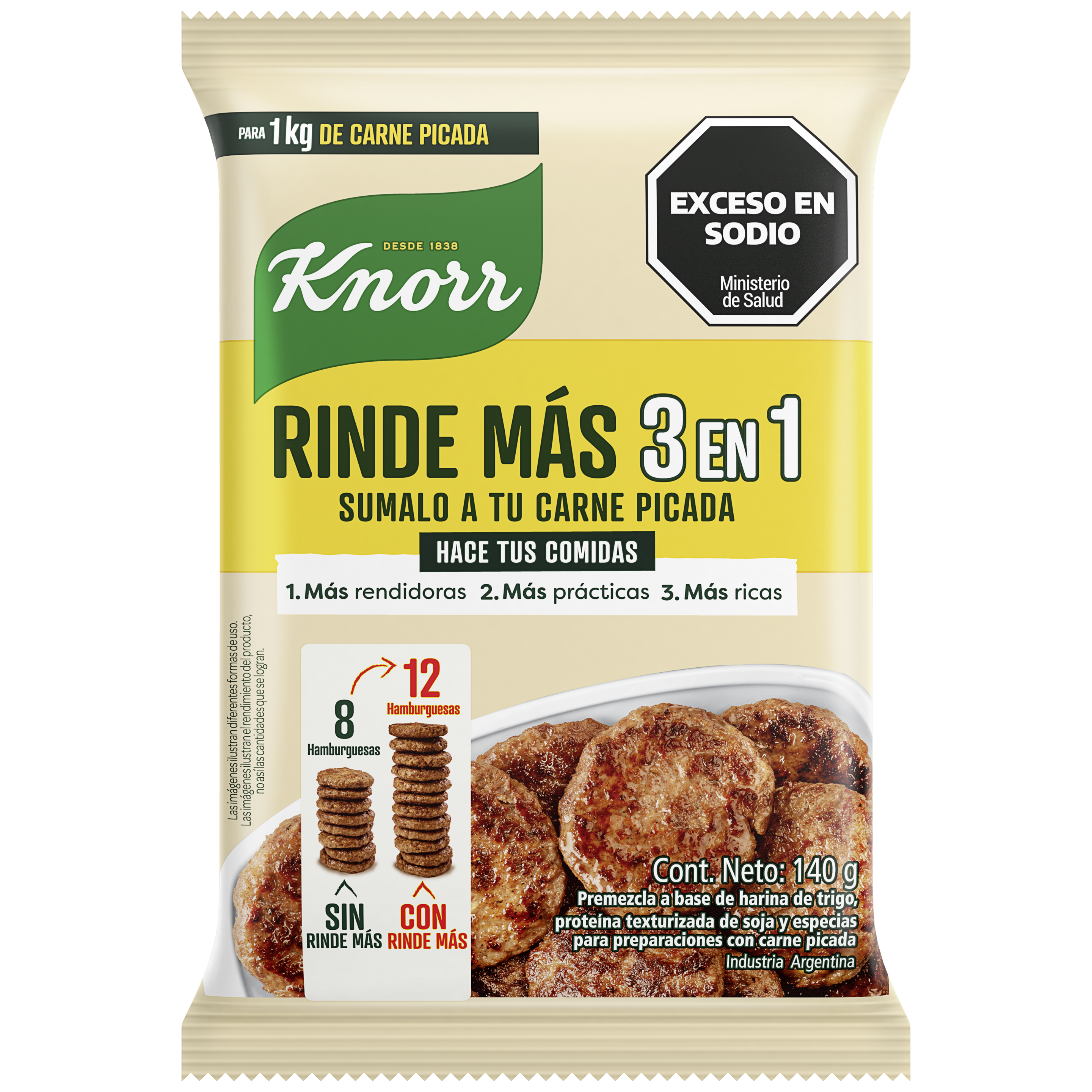 Imagen de envase Rinde Más 3 en 1 x140g Knorr