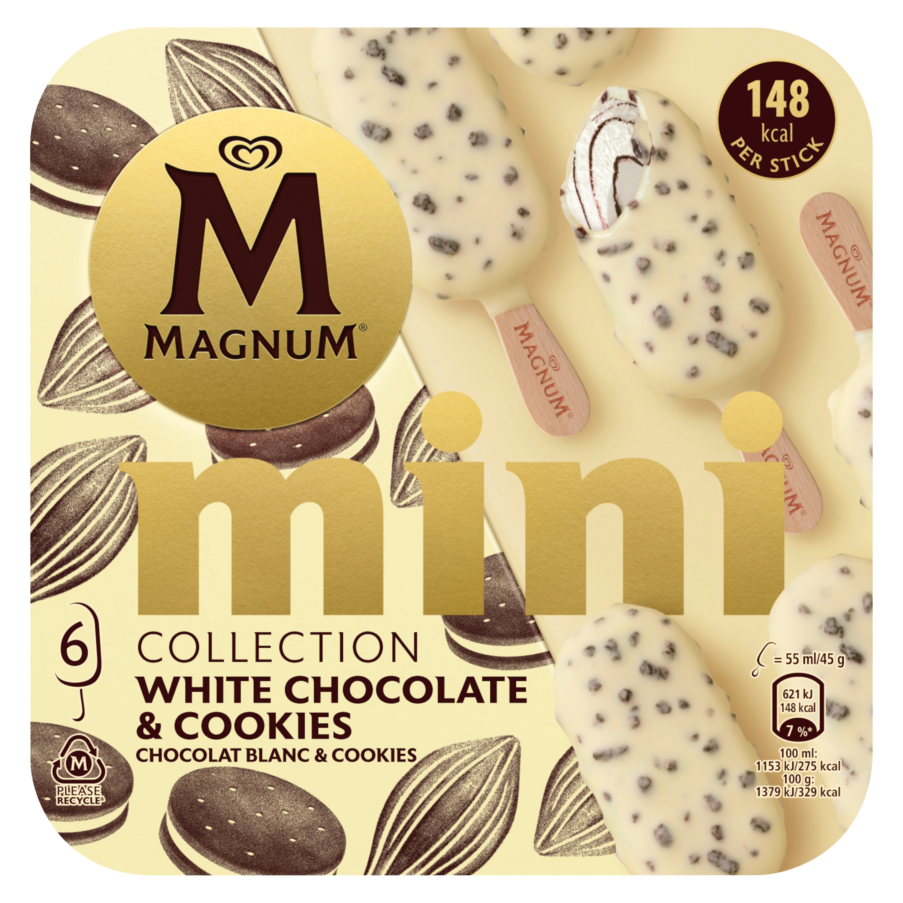 Mini Chocolat Blanc & Cookies x6