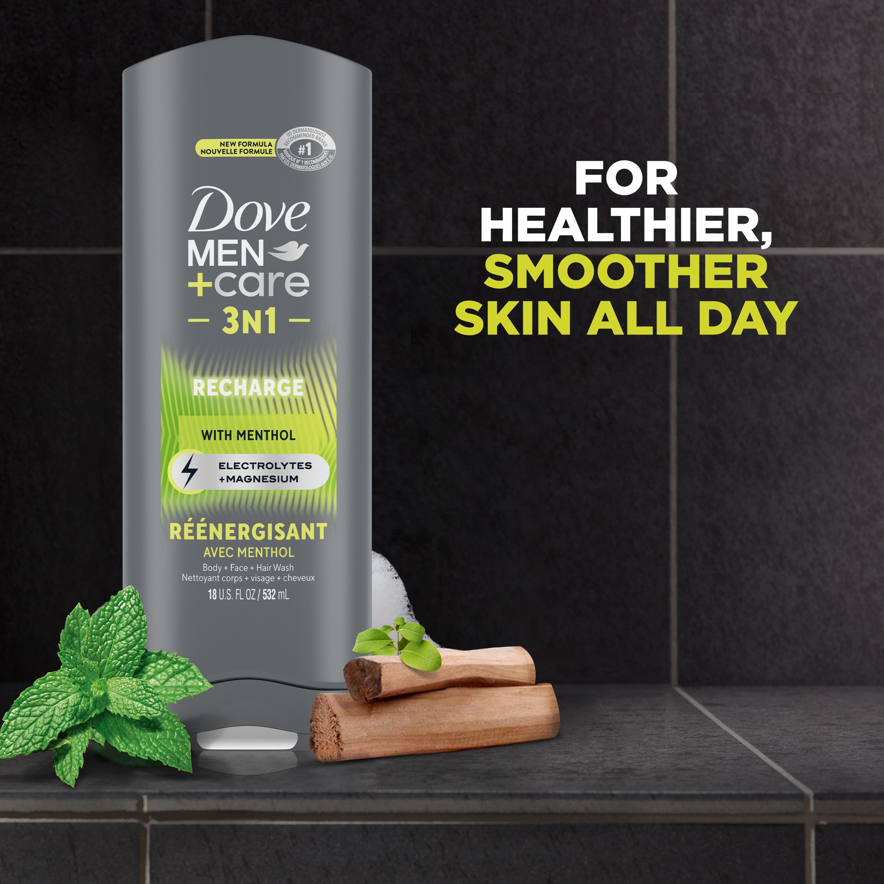 Men+Care 3N1 Recharge With Menthol Body Wash