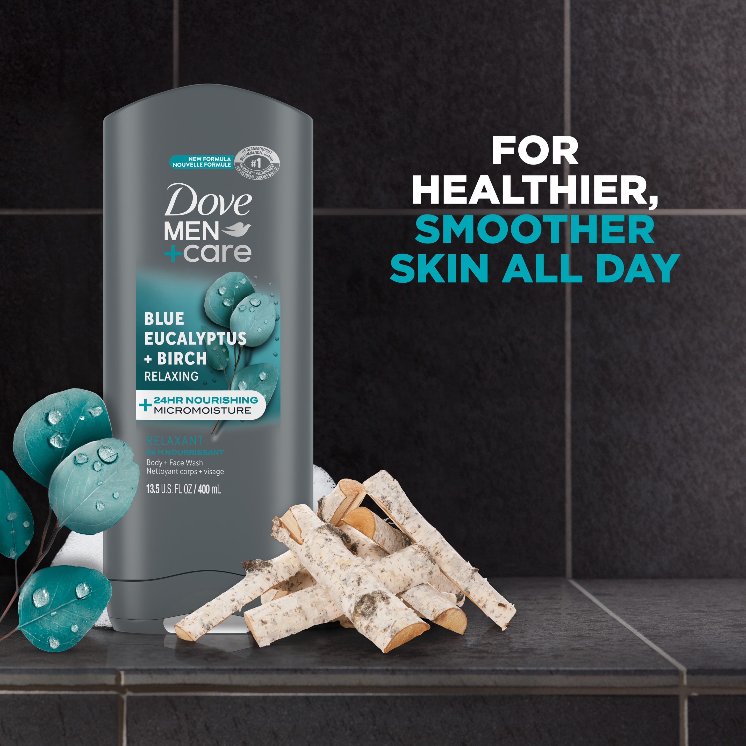 Men+Care Blue Eucalyptus + Birch Relaxing Body + Face Wash