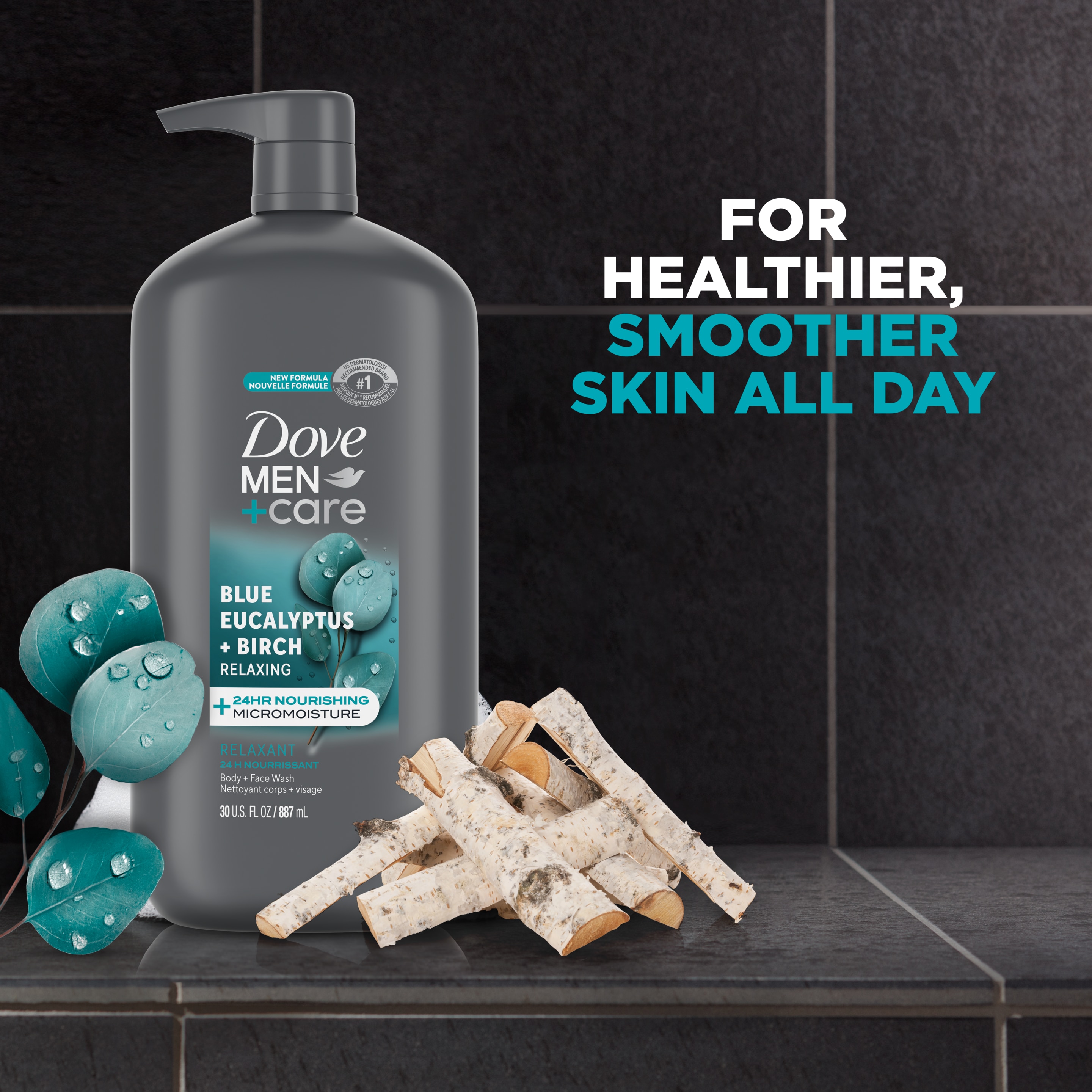Men+Care Blue Eucalyptus + Birch Relaxing Body + Face Wash