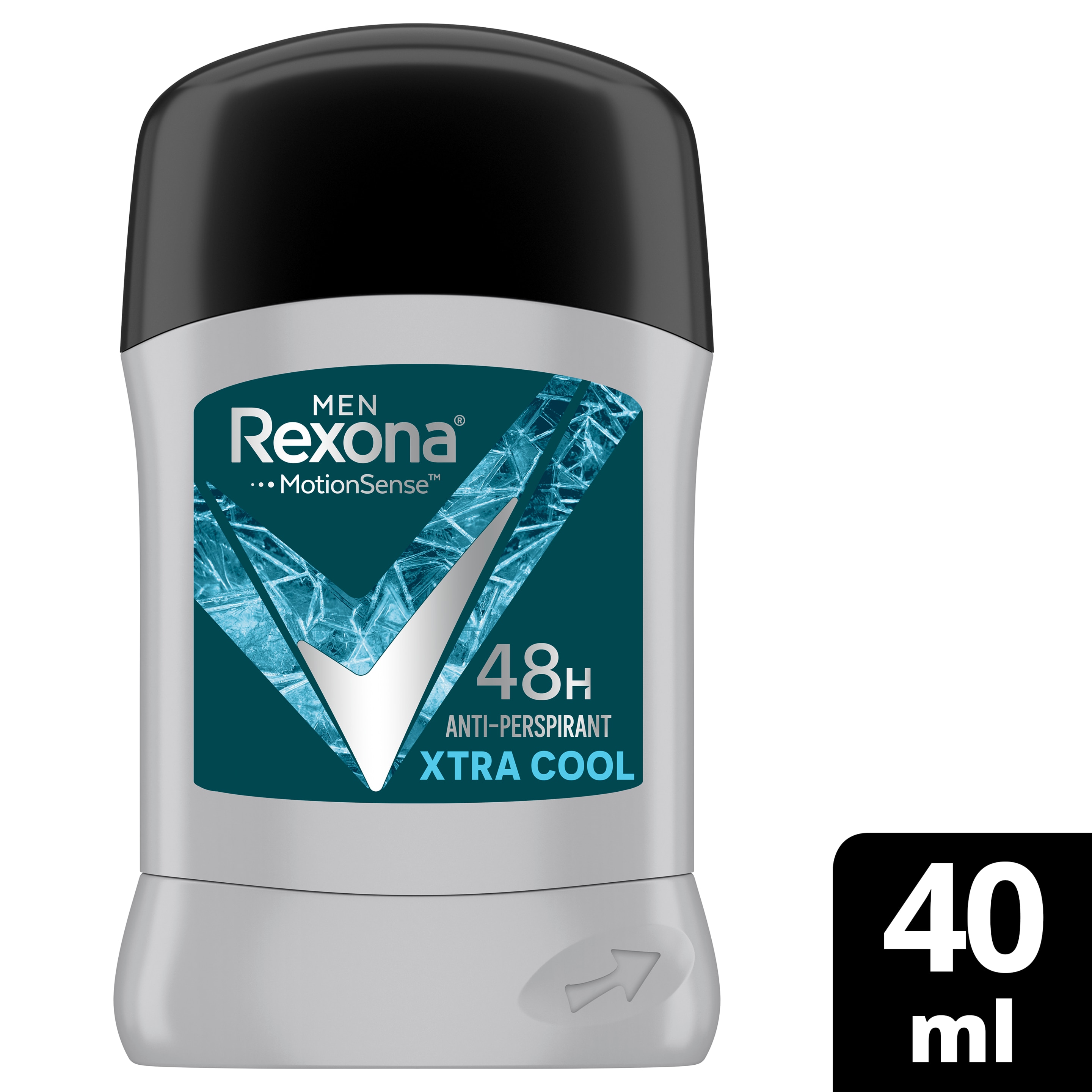 REXONA Men Antiperspirant Deodorant Stick, 48 hour sweat  odor protection, Xtra Cool, with MotionSense technology, 40g