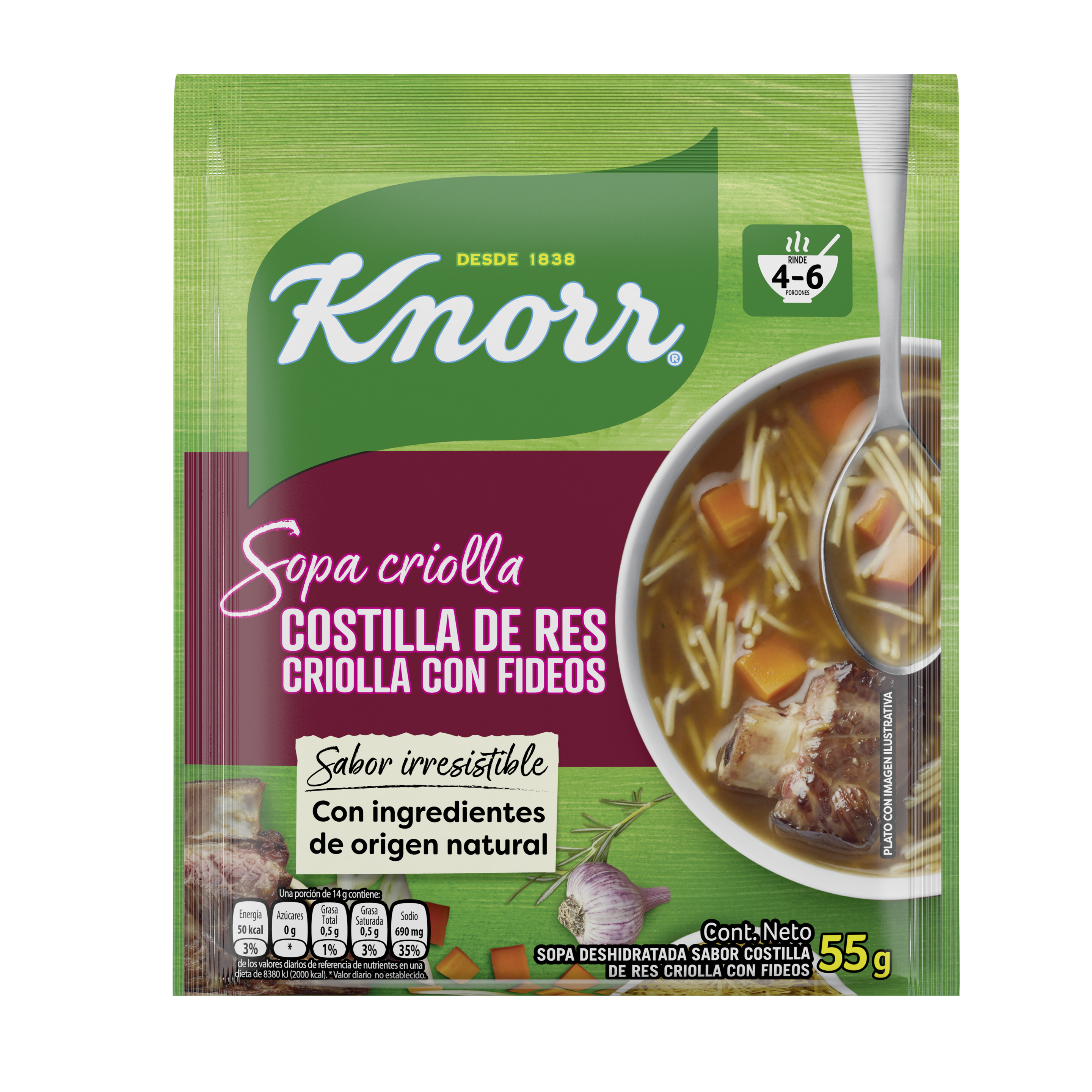 Sopa Costilla de Res con Fideos Knorr