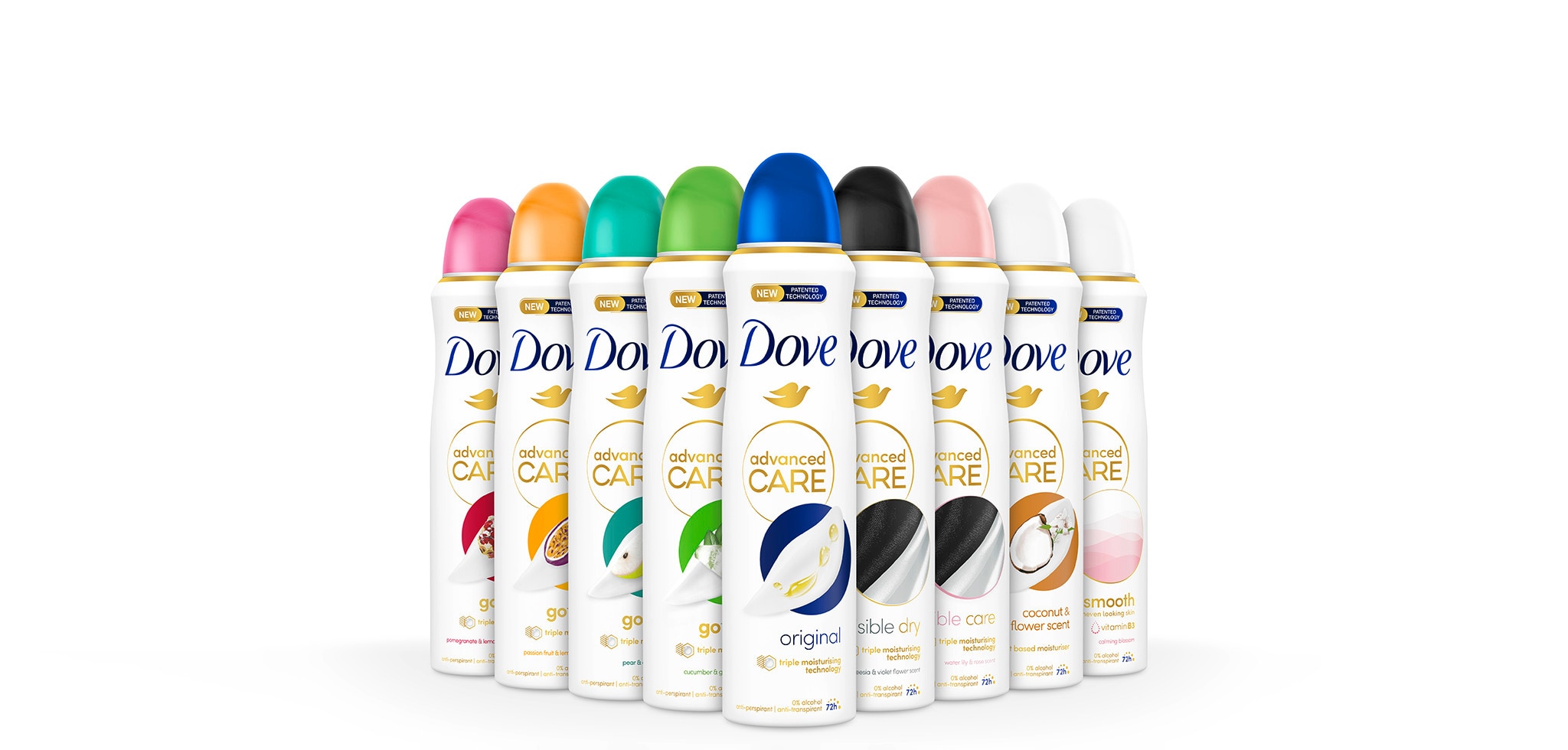 Dove Spray antiperspirants and deodorants