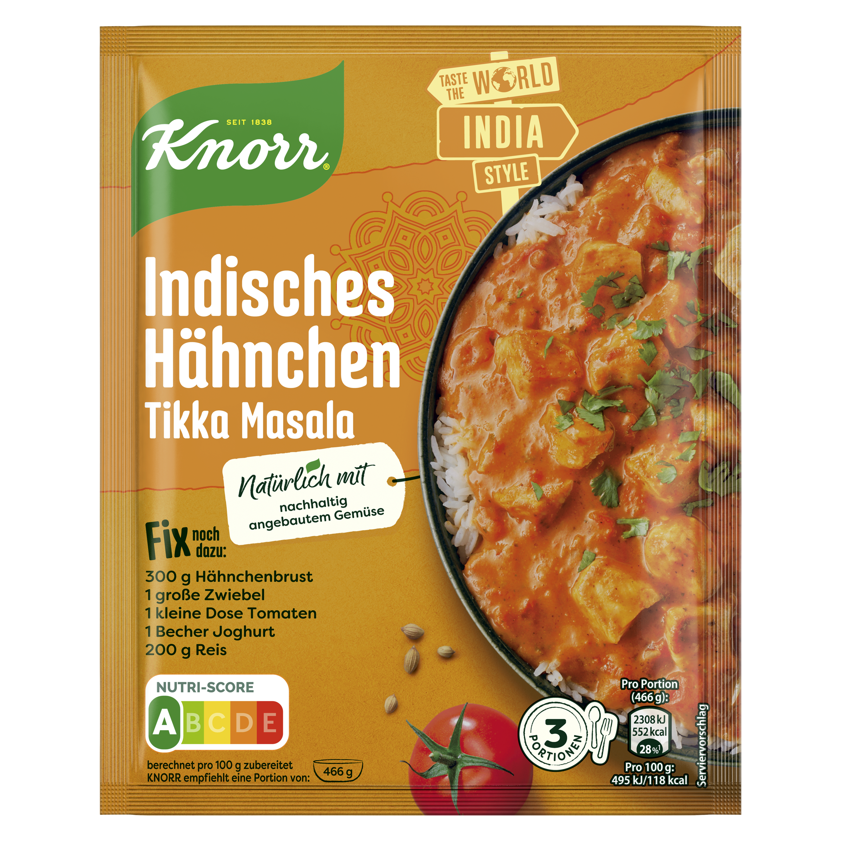 Knorr Basis Indisches Hähnchen Tikka Masala 3 Portionen 36g