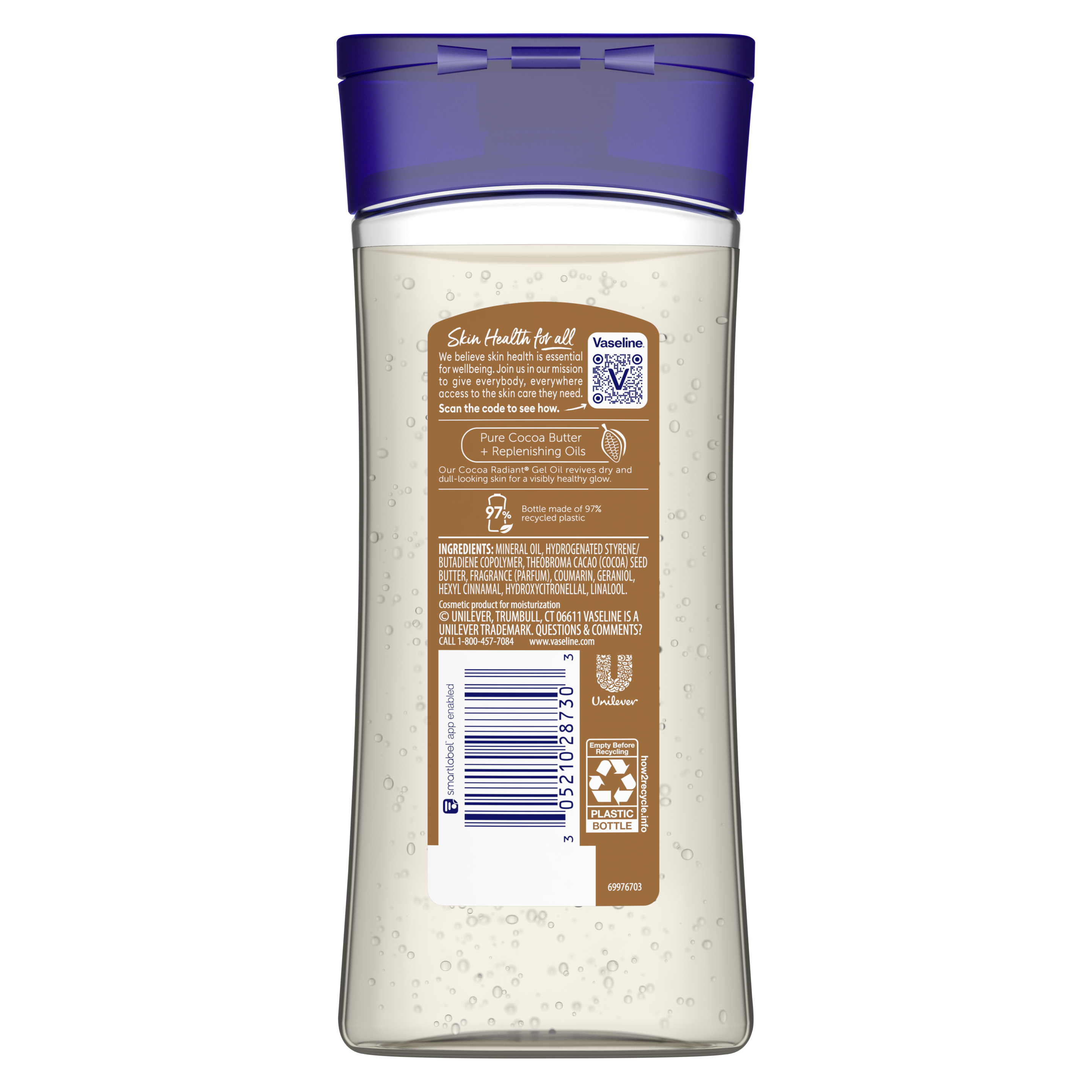 Vaseline Cocoa Radiant gel oil back of pack