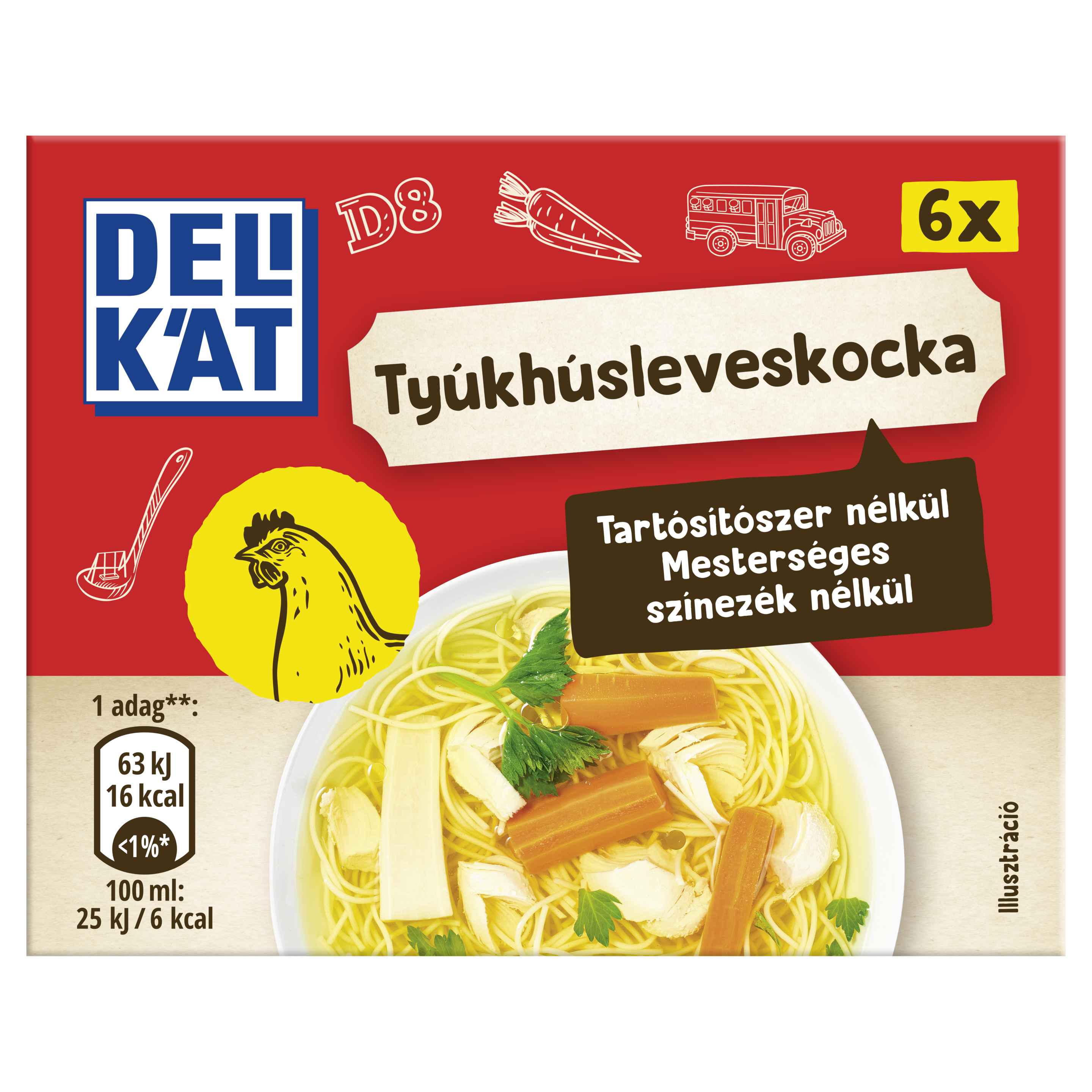 DELIKÁT Tyúkhúsleves kocka 24x60g 8720182626820 packshot