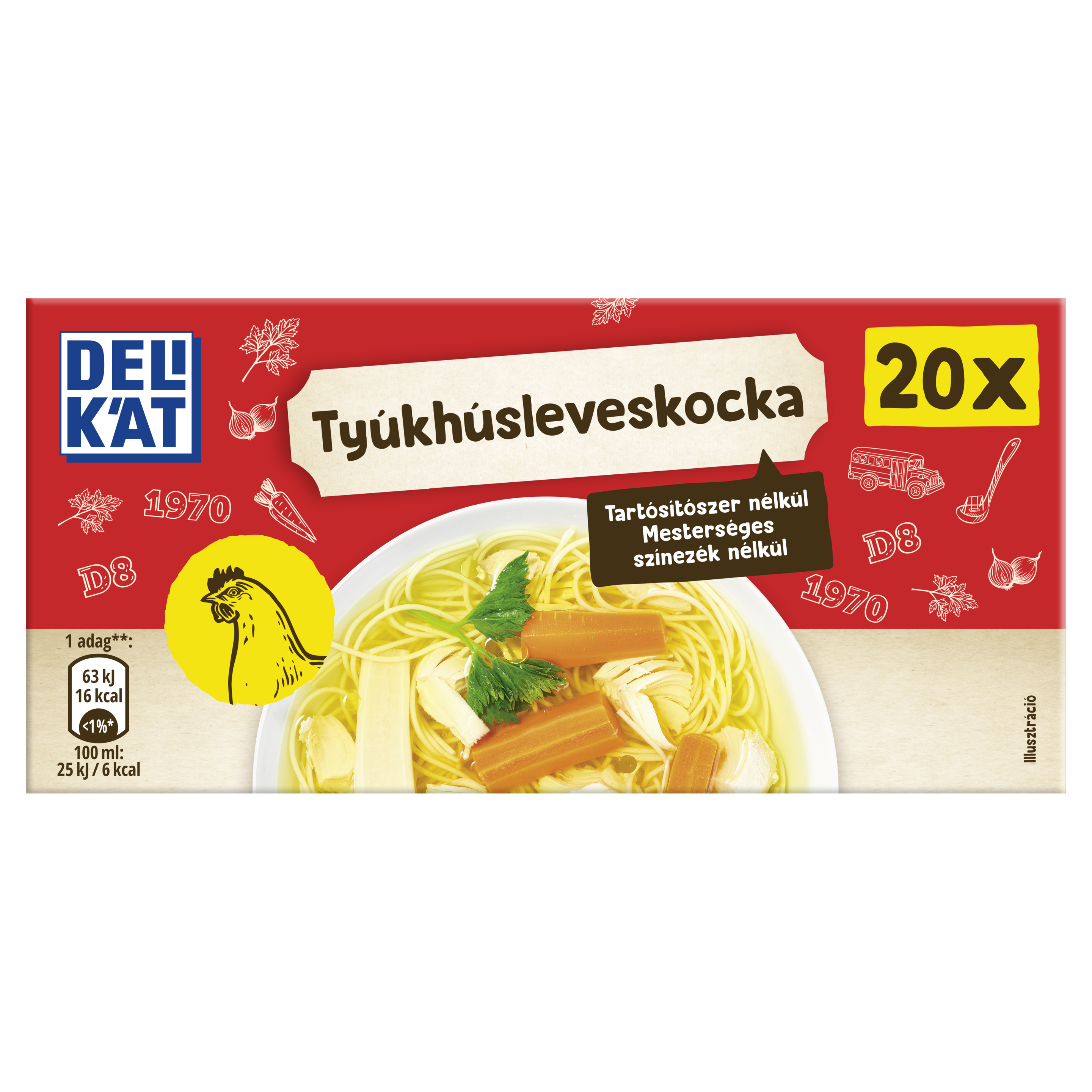 DELIKÁT Tyúkhúsleves kocka 12x200g 8720182626837 packshot
