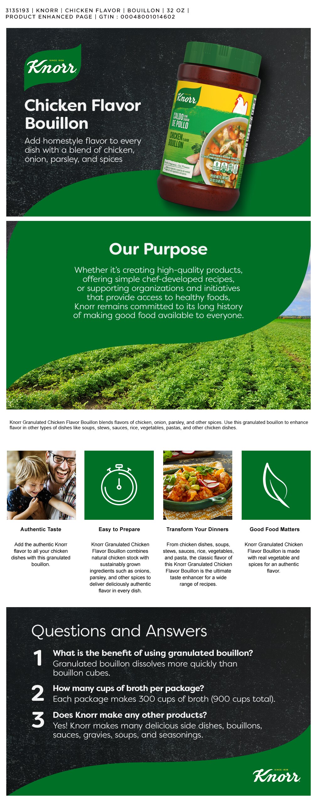 Knorr  Granulated Bouillon Chicken Flavor 3 Pack For Sauces, Soups and Stews Naturally Flavored 2 lb packshot