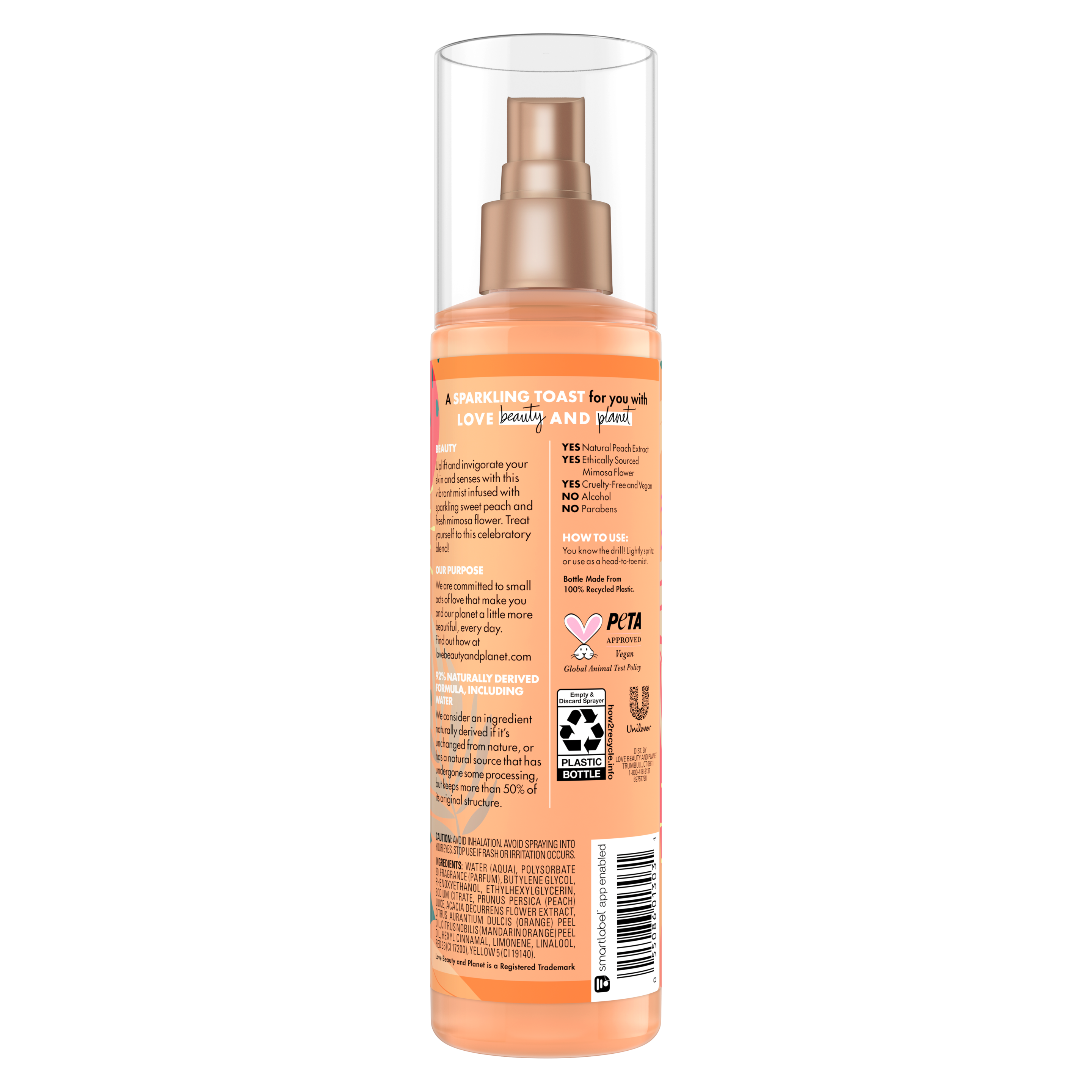 Back of body mist Beloved Peach Prosecco & Mimosa Flower Body Mist