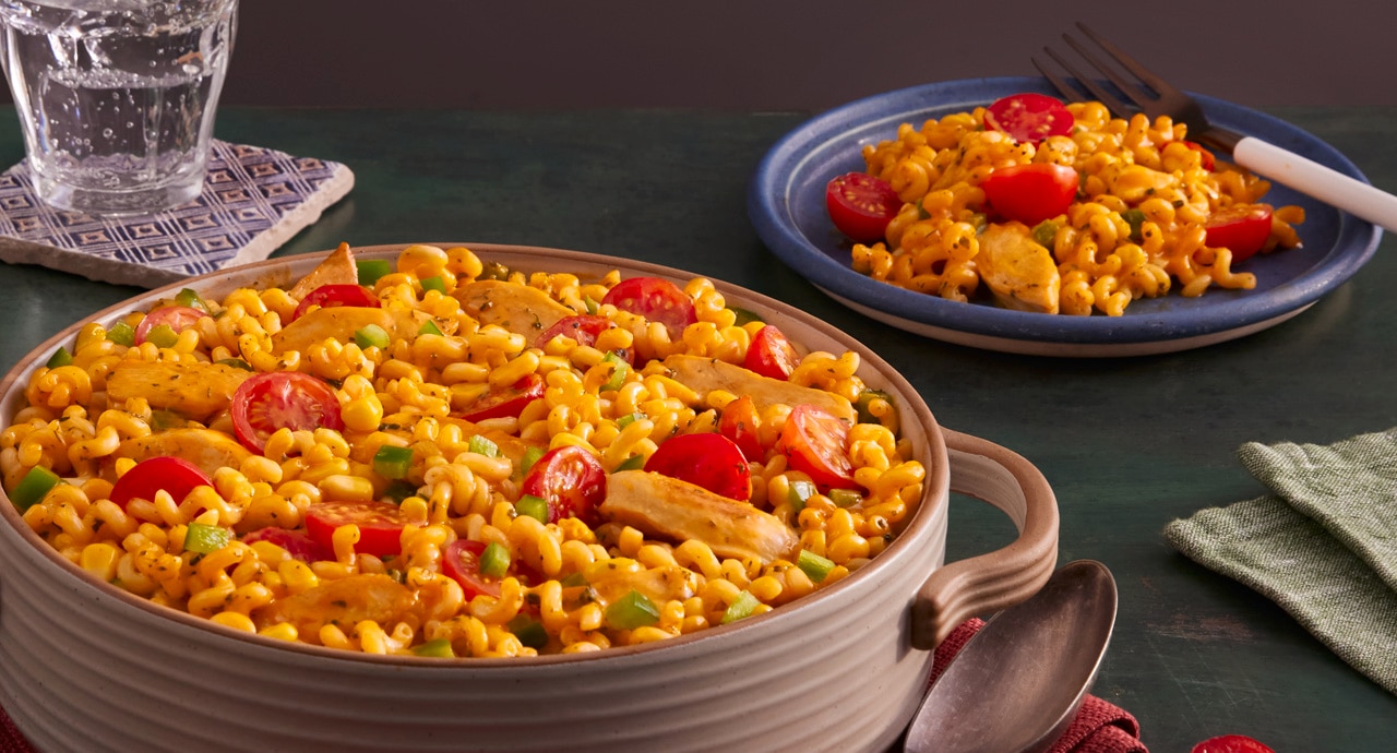 chicken and garden vegetables