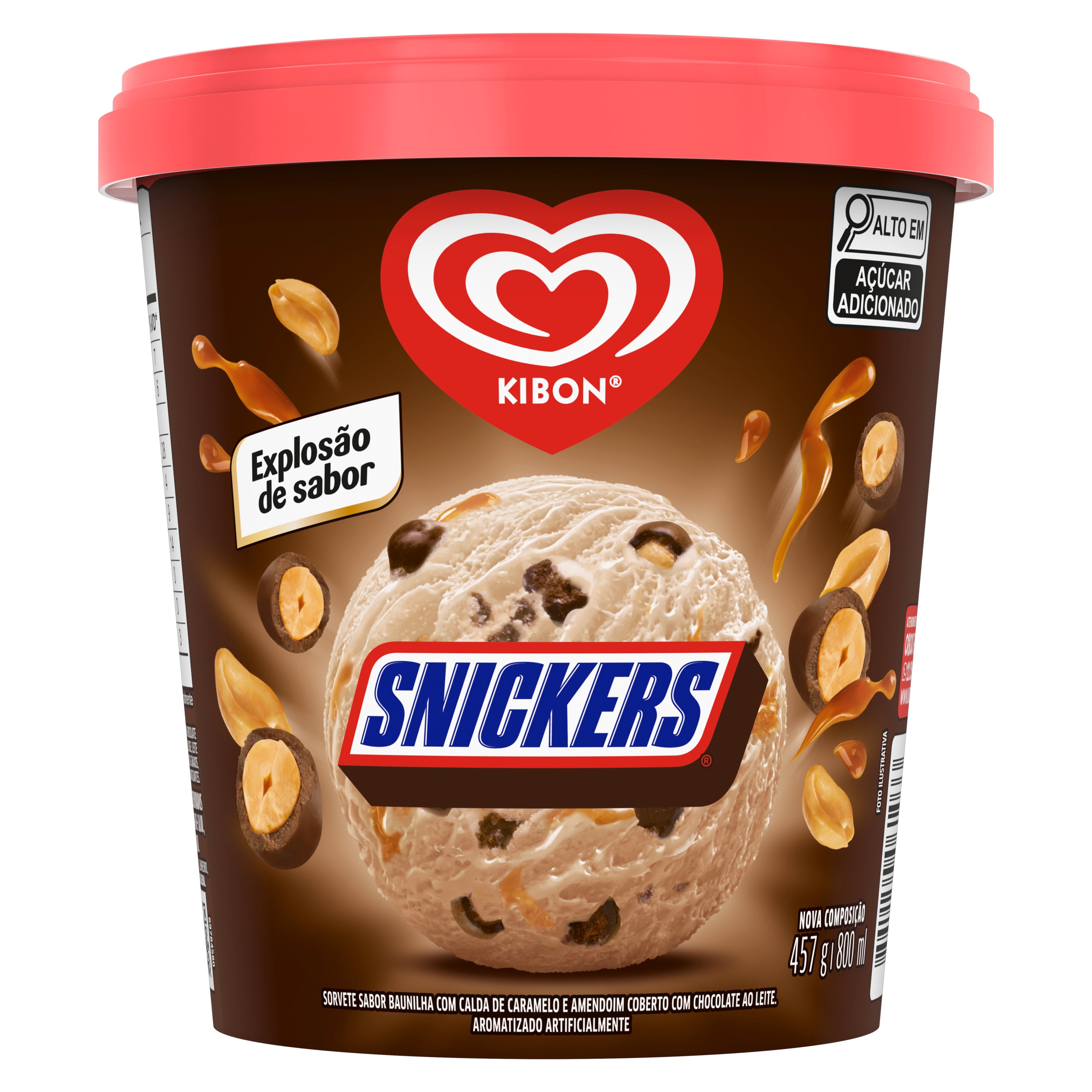 Pote do sorvete sabor Snickers da Kibon