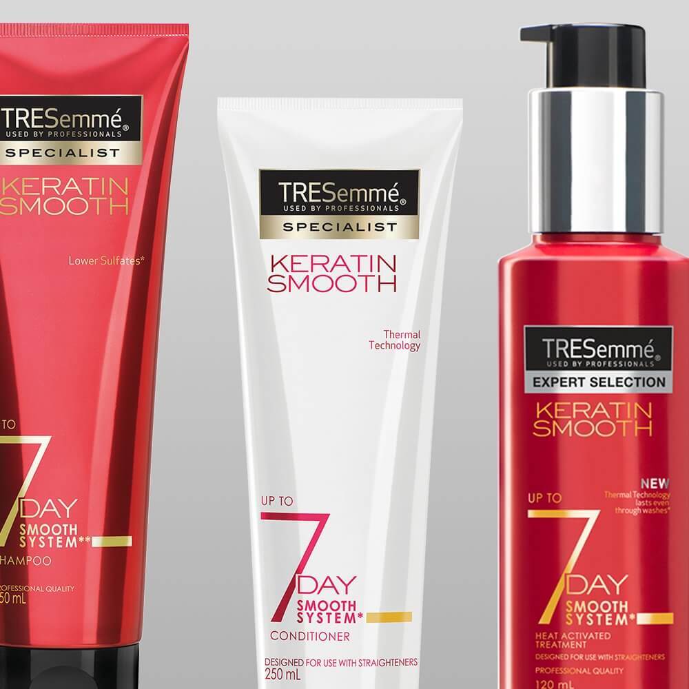 Product shot of the TRESemmé 7 Day Keratin Smooth collection