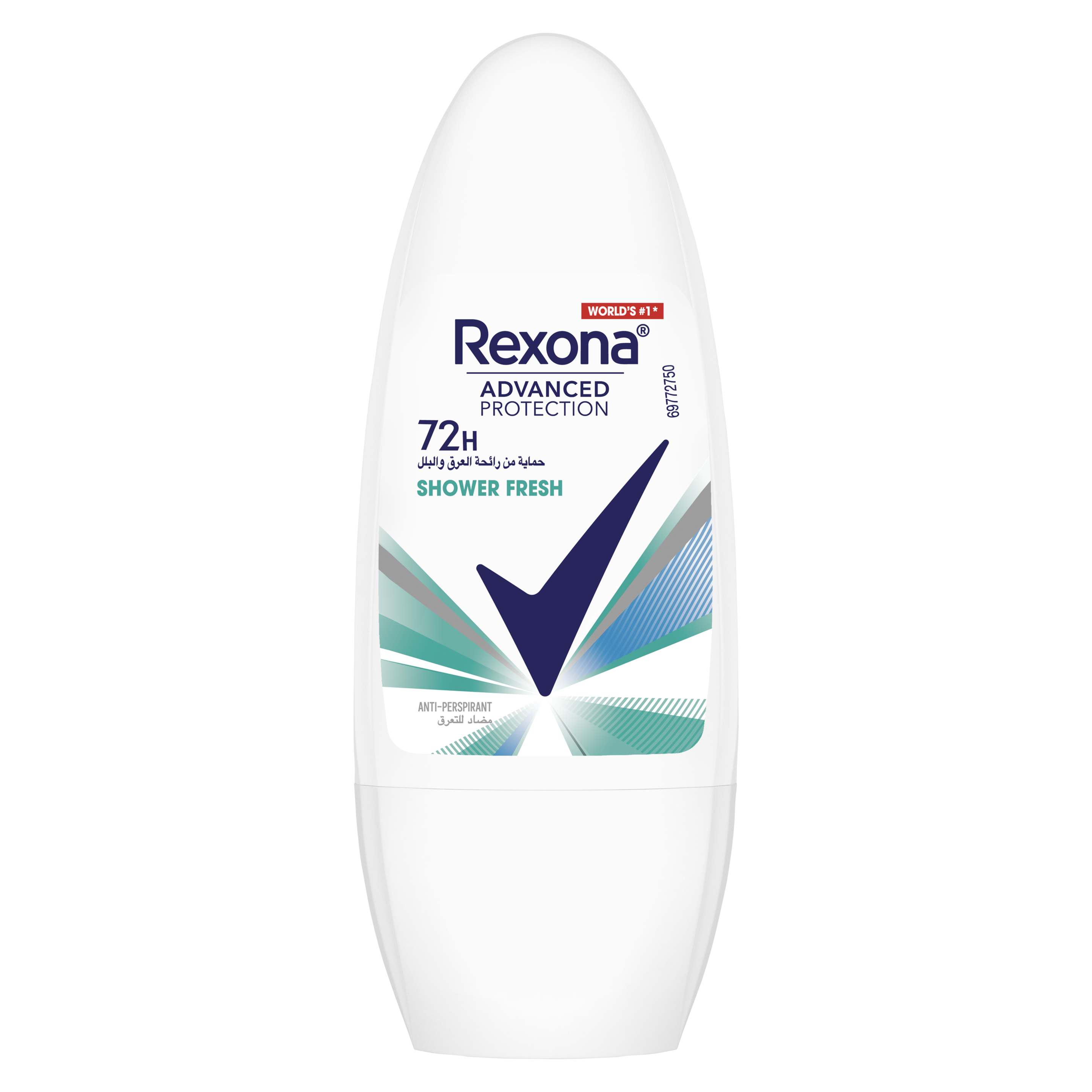 REXONA Women Antiperspirant Deodorant Roll On, 72 hour sweat  odor protection, Shower Fresh, with MotionSense technology, 50ml