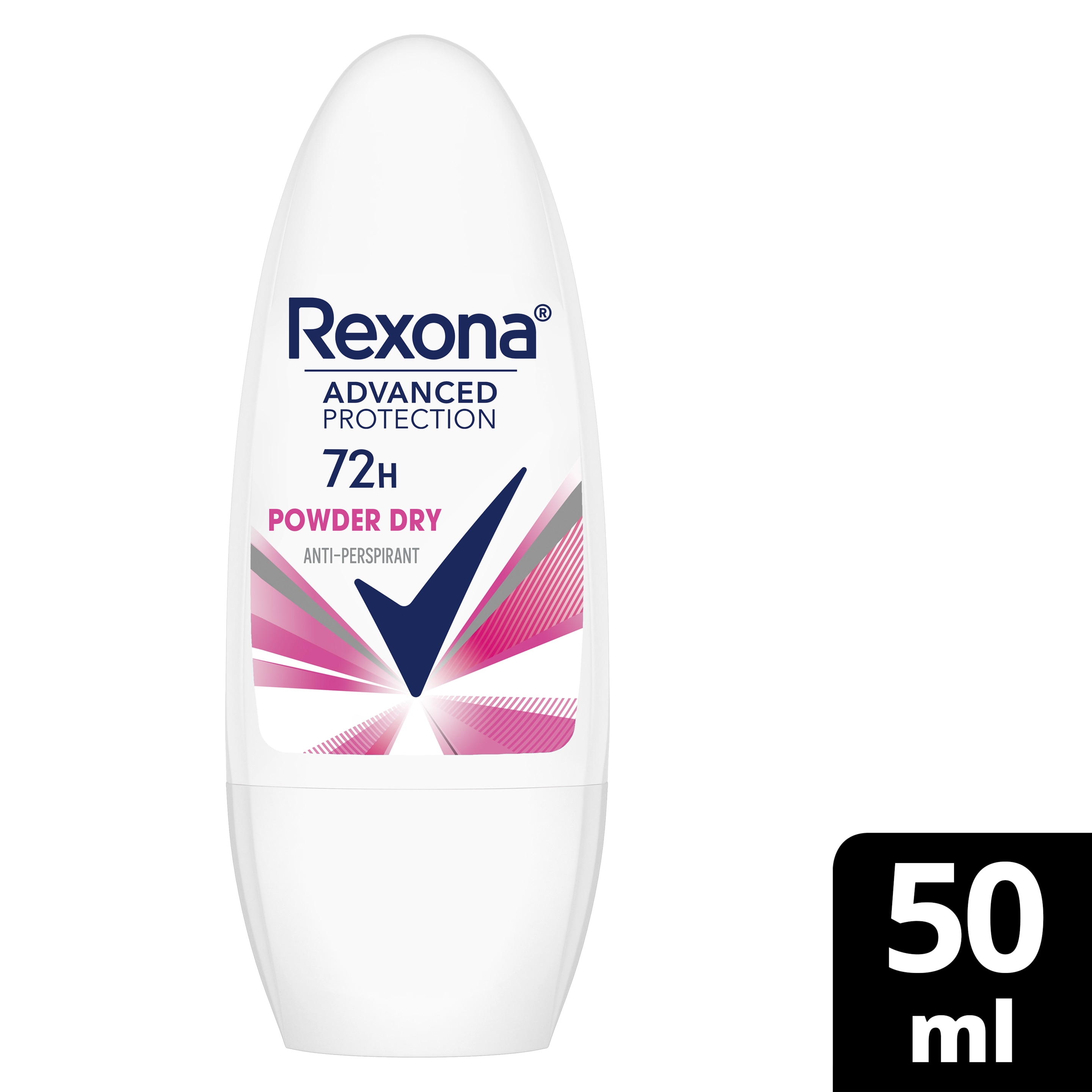 REXONA Women Antiperspirant Deodorant Roll On, 72 hour sweat  odor protection, Powder Dry, with MotionSense technology, 50ml