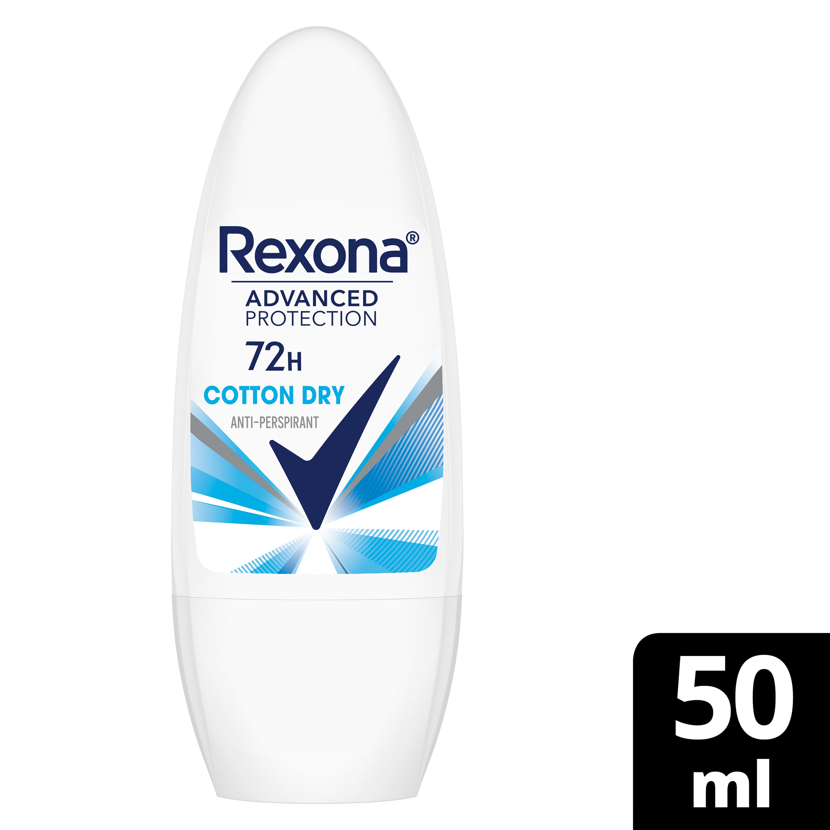 REXONA Women Antiperspirant Deodorant Roll On, 72 hour sweat  odor protection, Cotton Dry, with MotionSense technology, 50ml