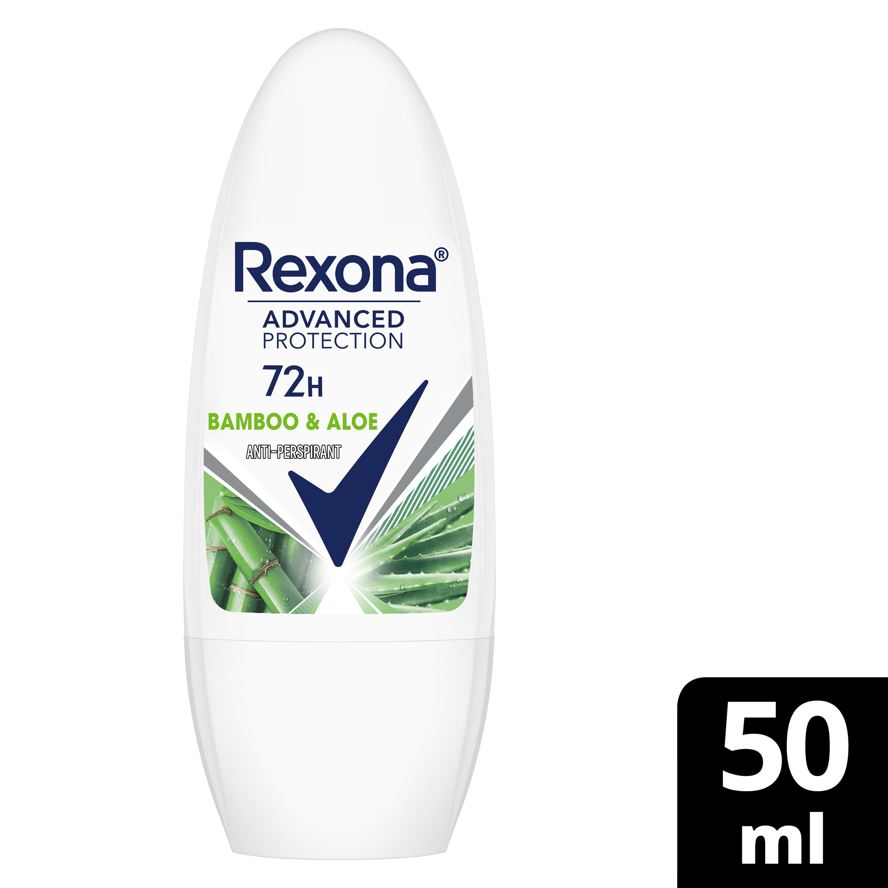 REXONA Women Antiperspirant Deodorant Roll On, 72 hour sweat  odor protection, Bamboo  Aloe, with MotionSense technology, 50ml
