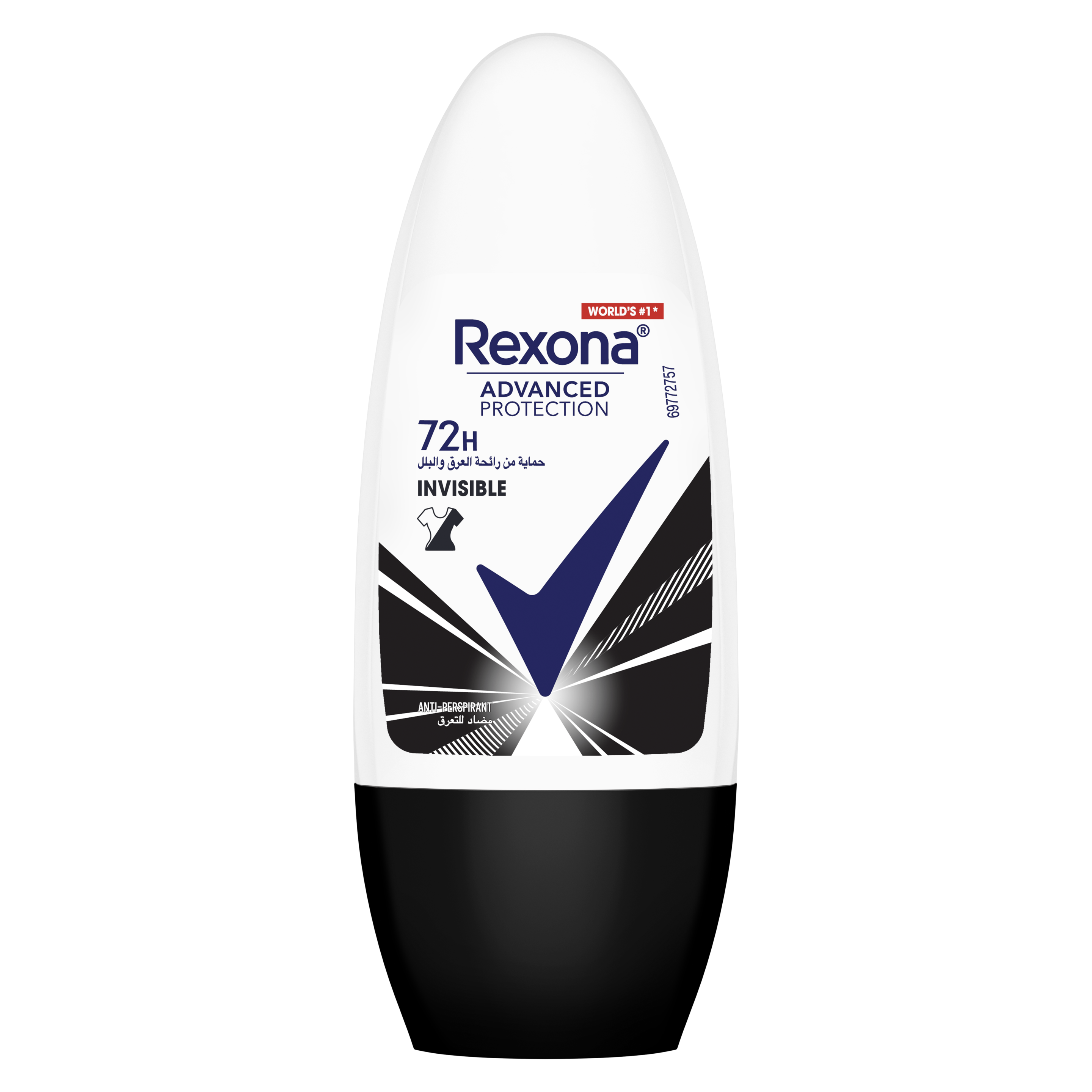REXONA Women Antiperspirant Deodorant Roll On, 72 hour sweat  odor protection, Invisible, with MotionSense technology, 50ml