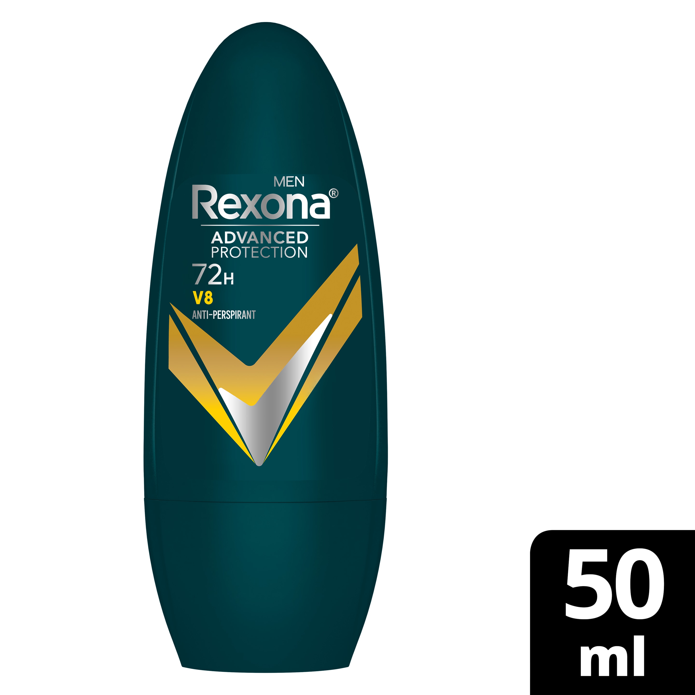 REXONA MEN  Antiperspirant Deodorant Roll On, 72 hour sweat  odor protection, V8, with MotionSense technology, 50ml