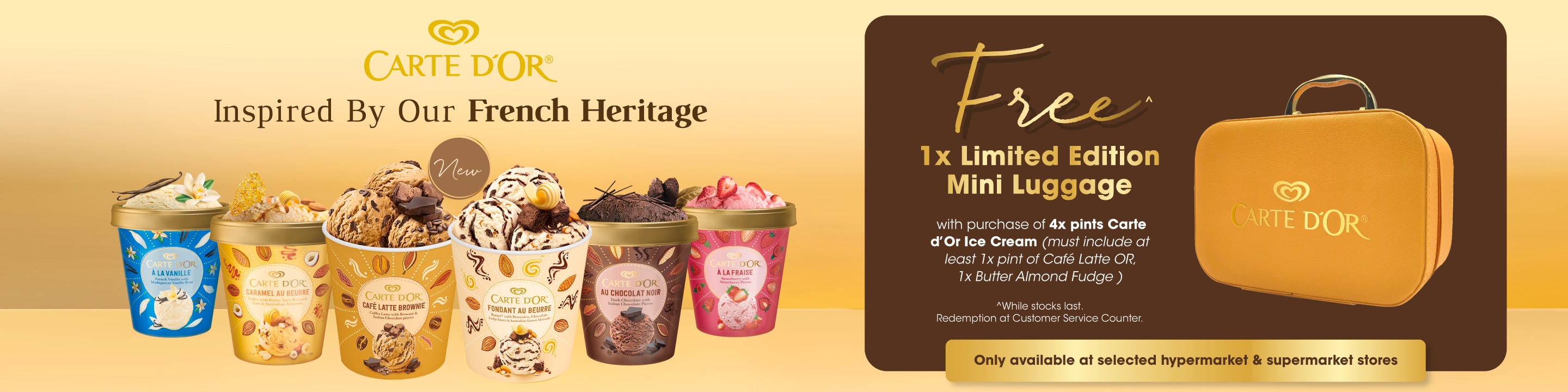 carte d'or ice cream free limited edition mini luggage with purchase of 4 pints 