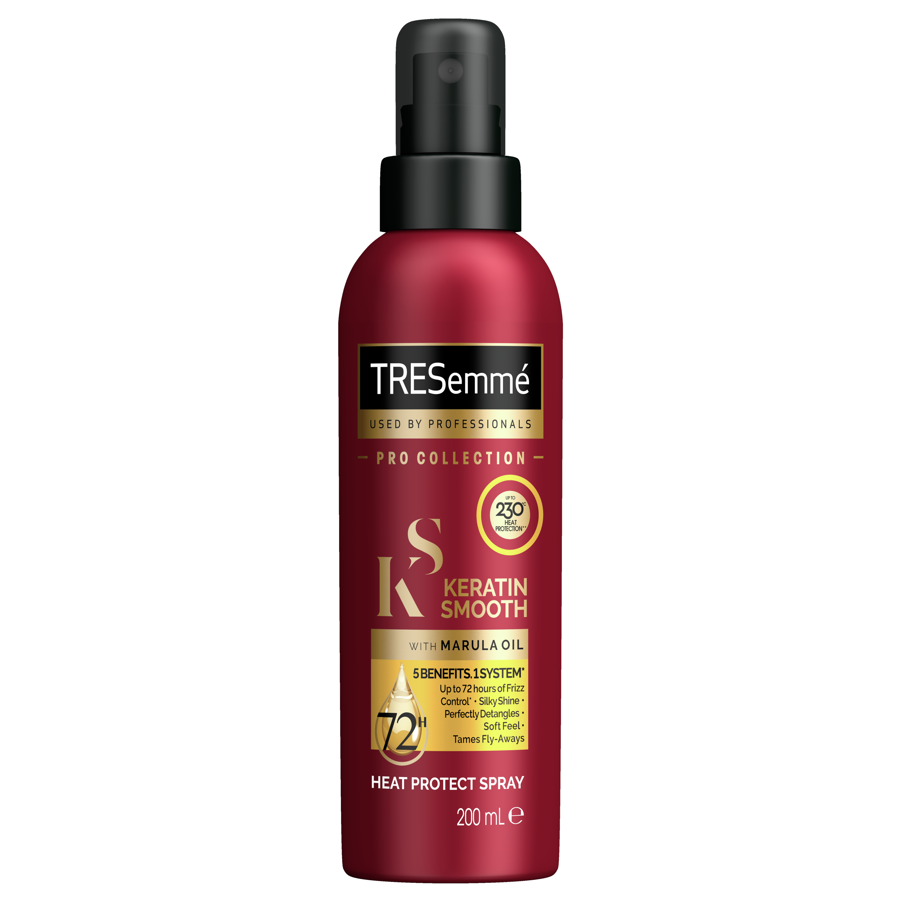 A 200ml bottle of TRESemmé Keratin Smooth Heat Protect Spray front of pack image