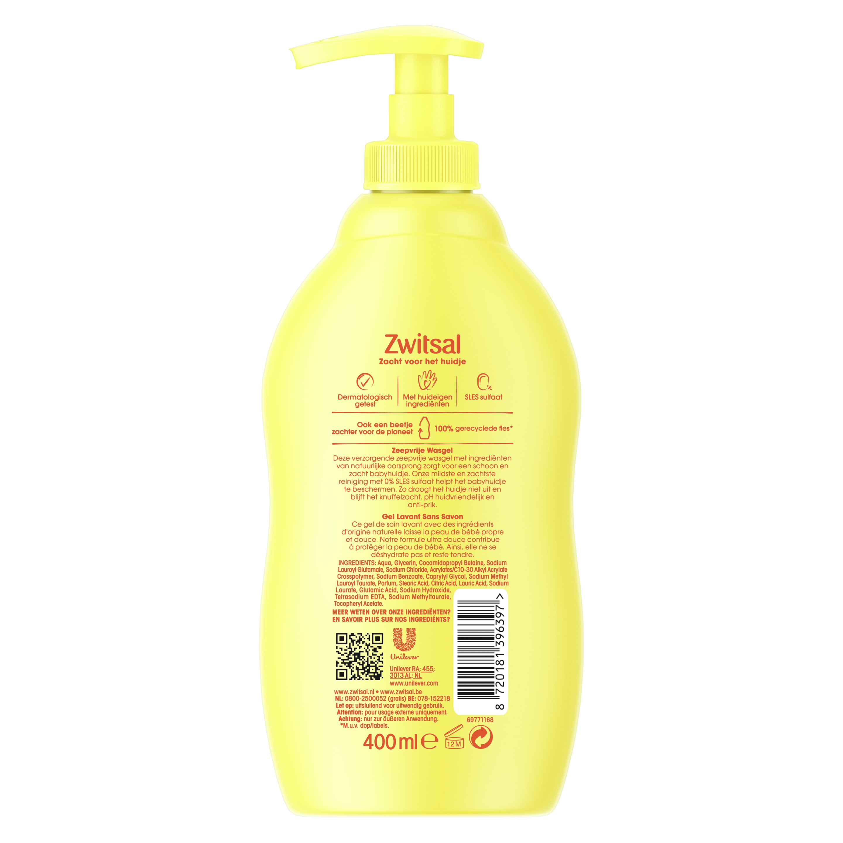 Zwitsal  Zeepvrije Wasgel 400 ml