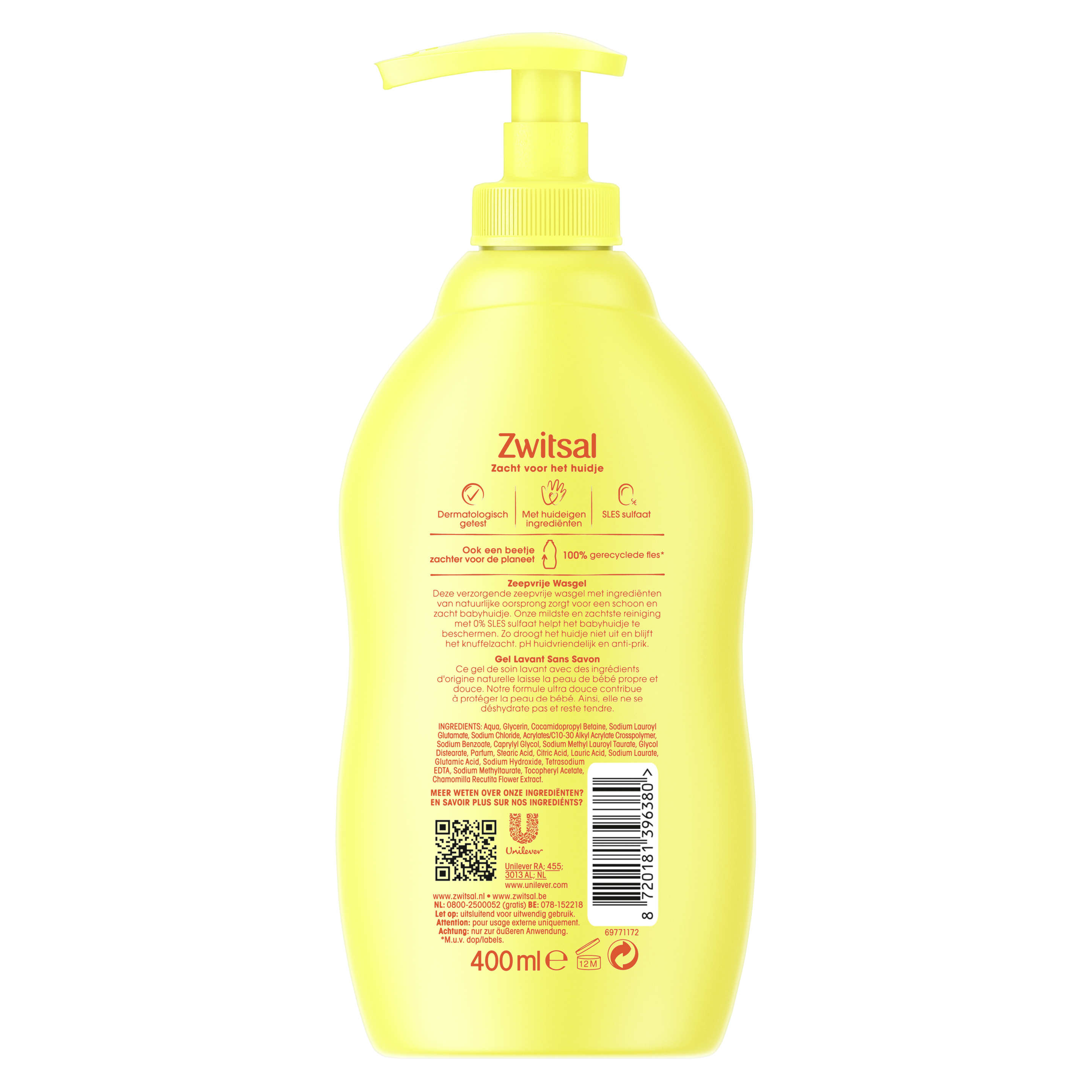 Zwitsal  Zeepvrije Wascrème 400 ml
