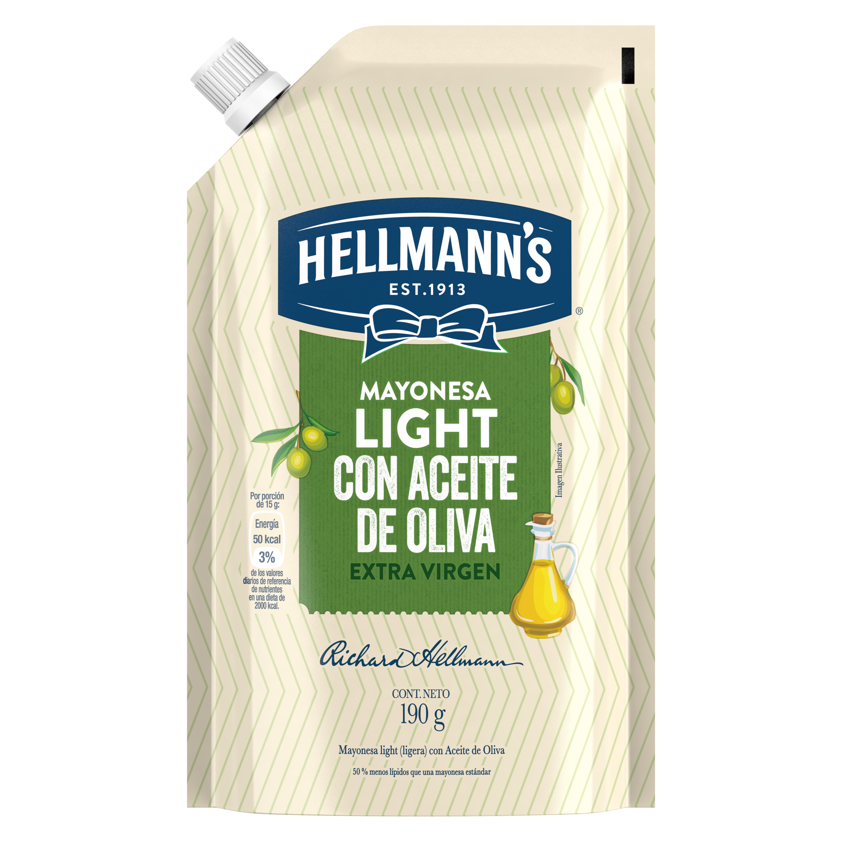 Mayonesa Hellmann's Light de Aceite de Oliva 190 G packshot